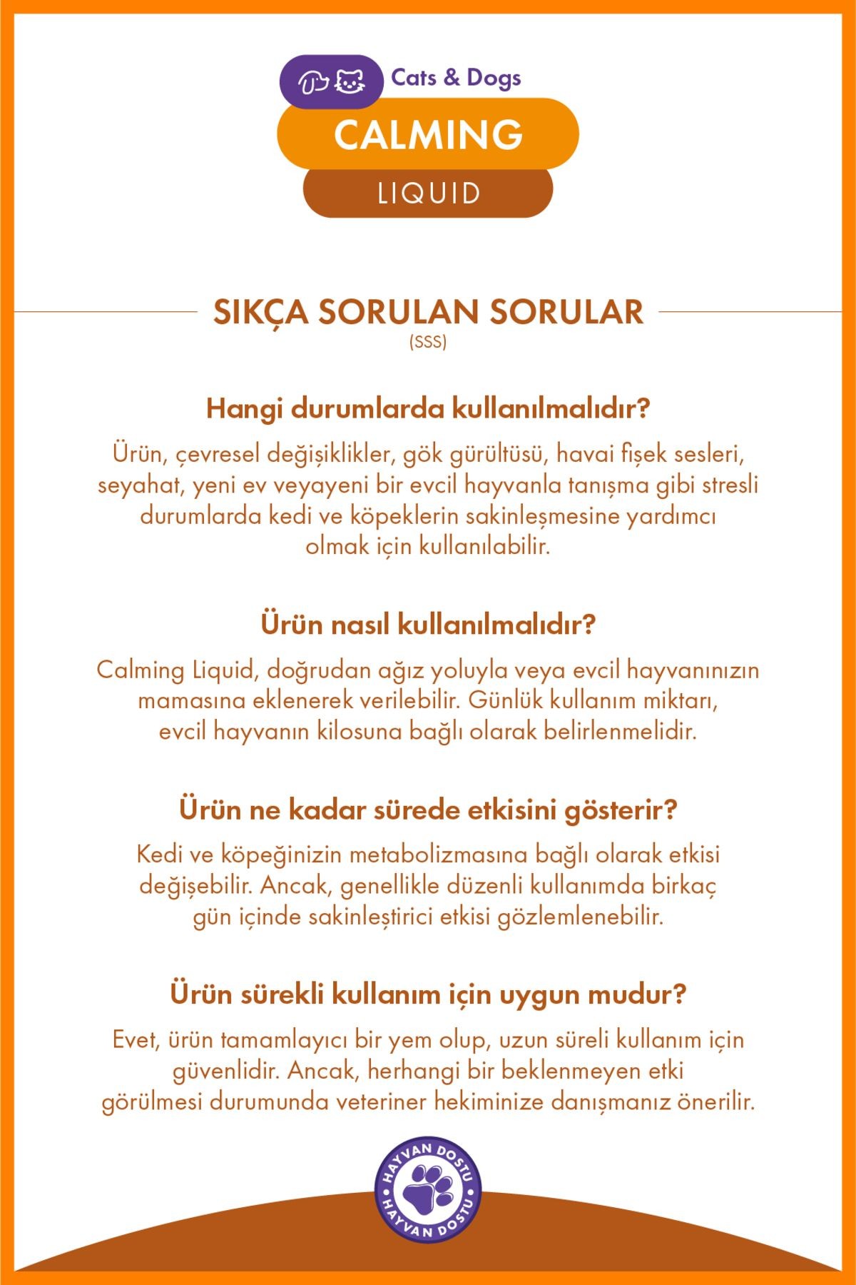 Kedi ve Köpek Calming Liquid 50 ml – Anti-Stress Damla, Sakinleştirici ve Rahatlatıcı