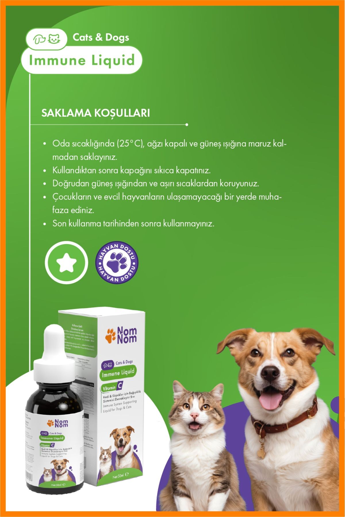 Kedi ve Köpek Immune Liquid 50 ml – Bağışıklık Sistemi Destekleyici, C Vitaminli