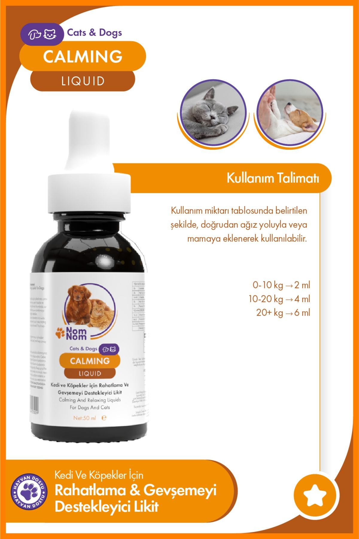 Kedi ve Köpek Calming Liquid 50 ml – Anti-Stress Damla, Sakinleştirici ve Rahatlatıcı