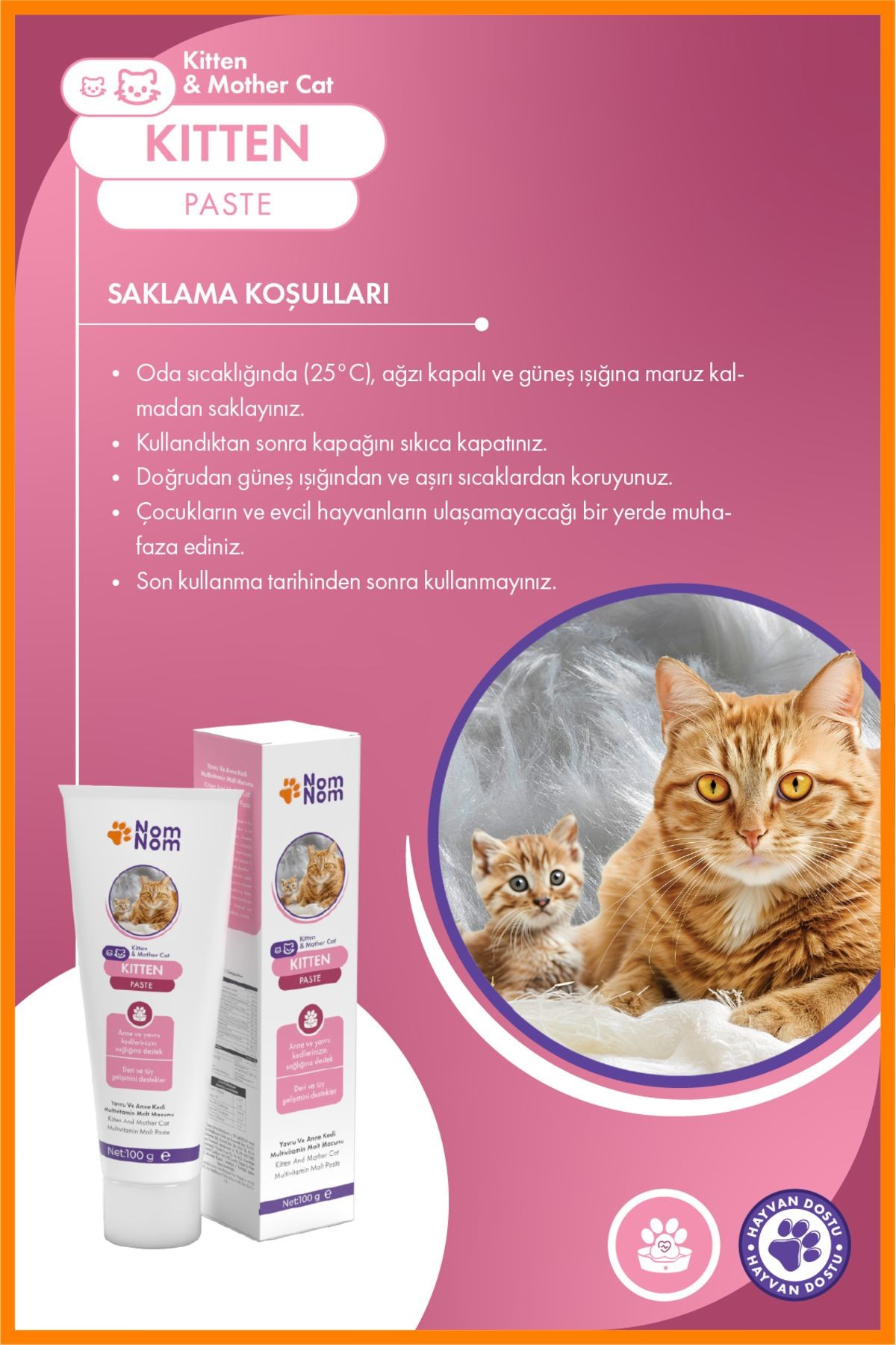 Kitten Paste 100 Gr – Yavru ve Anne Kediler İçin Multivitamin ve Malt Macunu