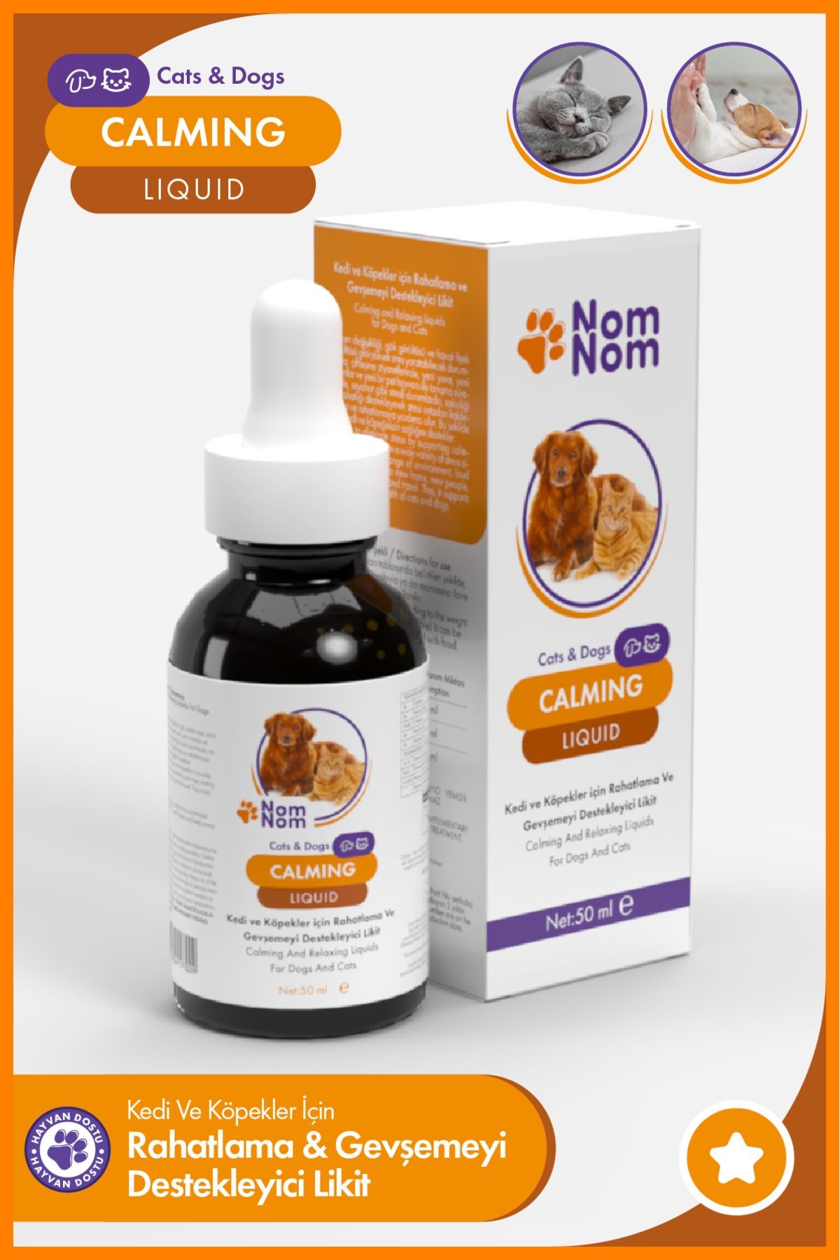 Kedi ve Köpek Calming Liquid 50 ml – Anti-Stress Damla, Sakinleştirici ve Rahatlatıcı