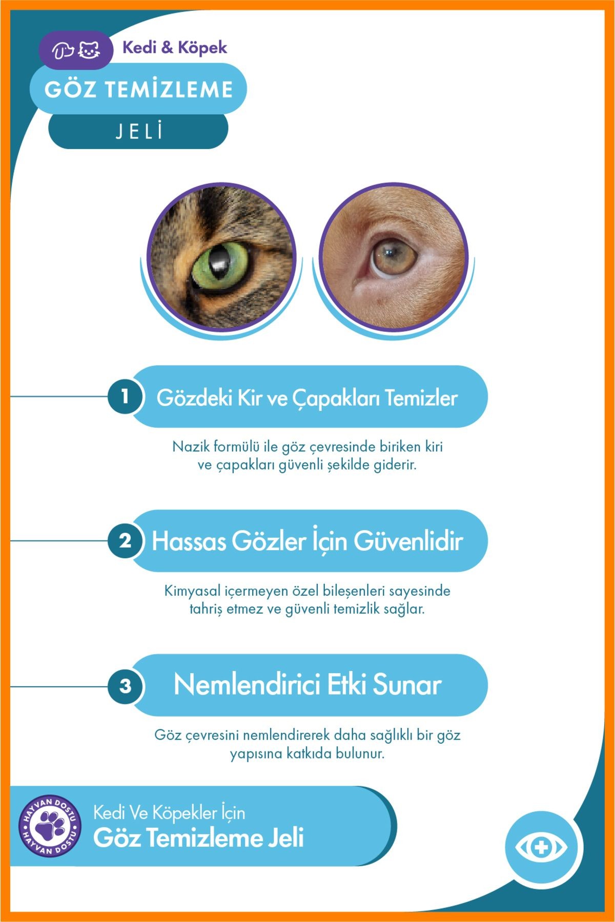 Kedi ve Köpek Göz Temizleme Jeli 60 ml – Çapaklanma ve Önlemeye Yardımcı Göz Bakımı