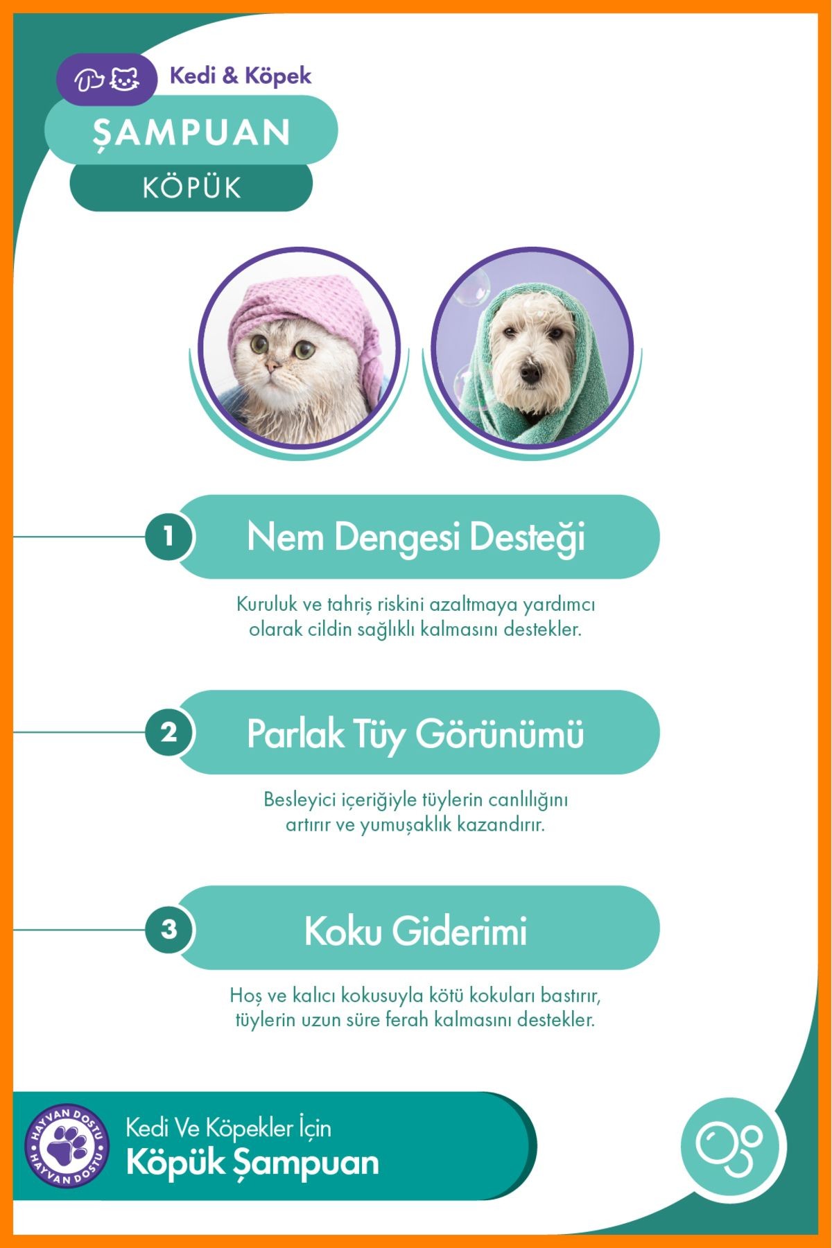 Kedi ve Köpek Köpük Şampuan 200 ml – Derinlemesine Temizlik ve Hassas Bakım