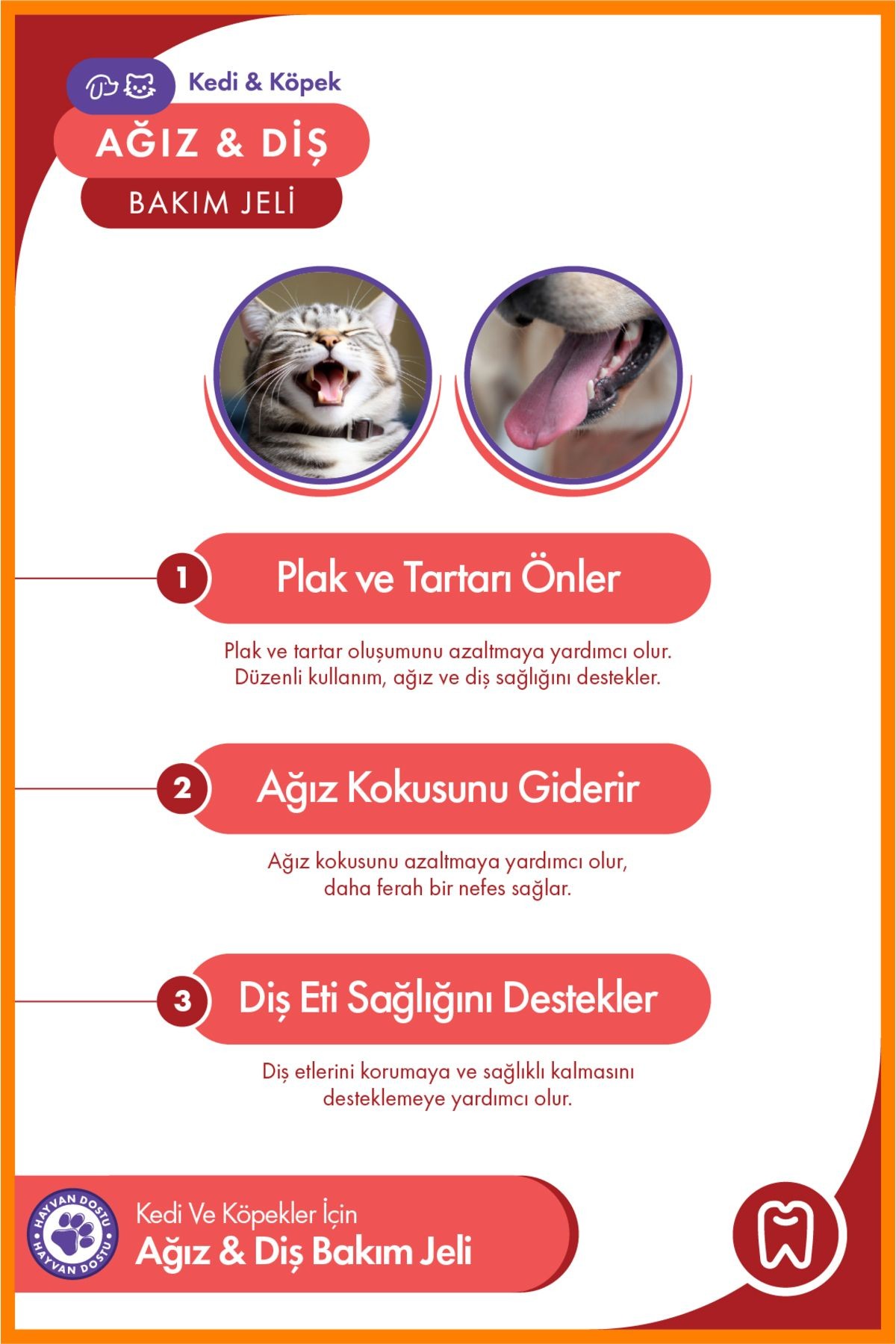 Kedi ve Köpek Ağız & Diş Bakım Jeli 60 ml – Plak, Tartarı Önlemeye Yardımcı Ağız Hijyeni