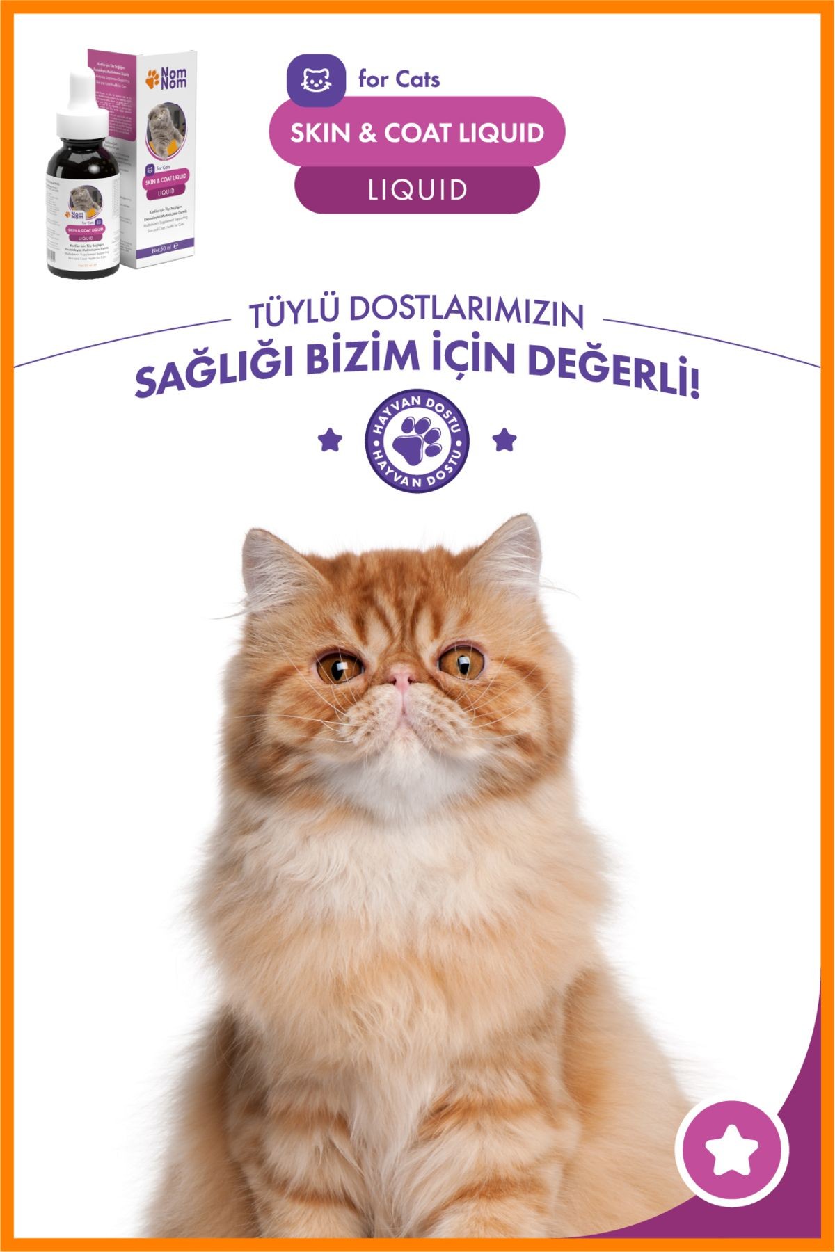 Kedi Skin & Coat Liquid – Tüy Sağlığını Destekleyici Multivitamin Damla