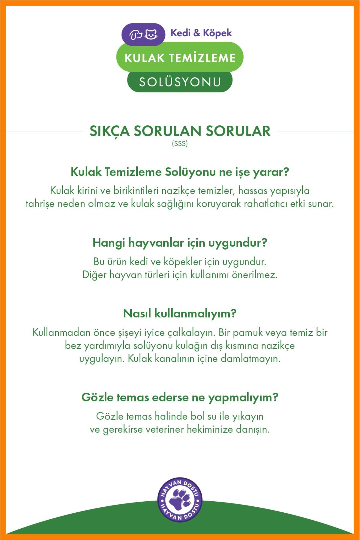 Kedi ve Köpek Kulak Temizleme Solüsyonu 60 ml – Kulak Kiri ve Önlemeye Yardımcı Bakım