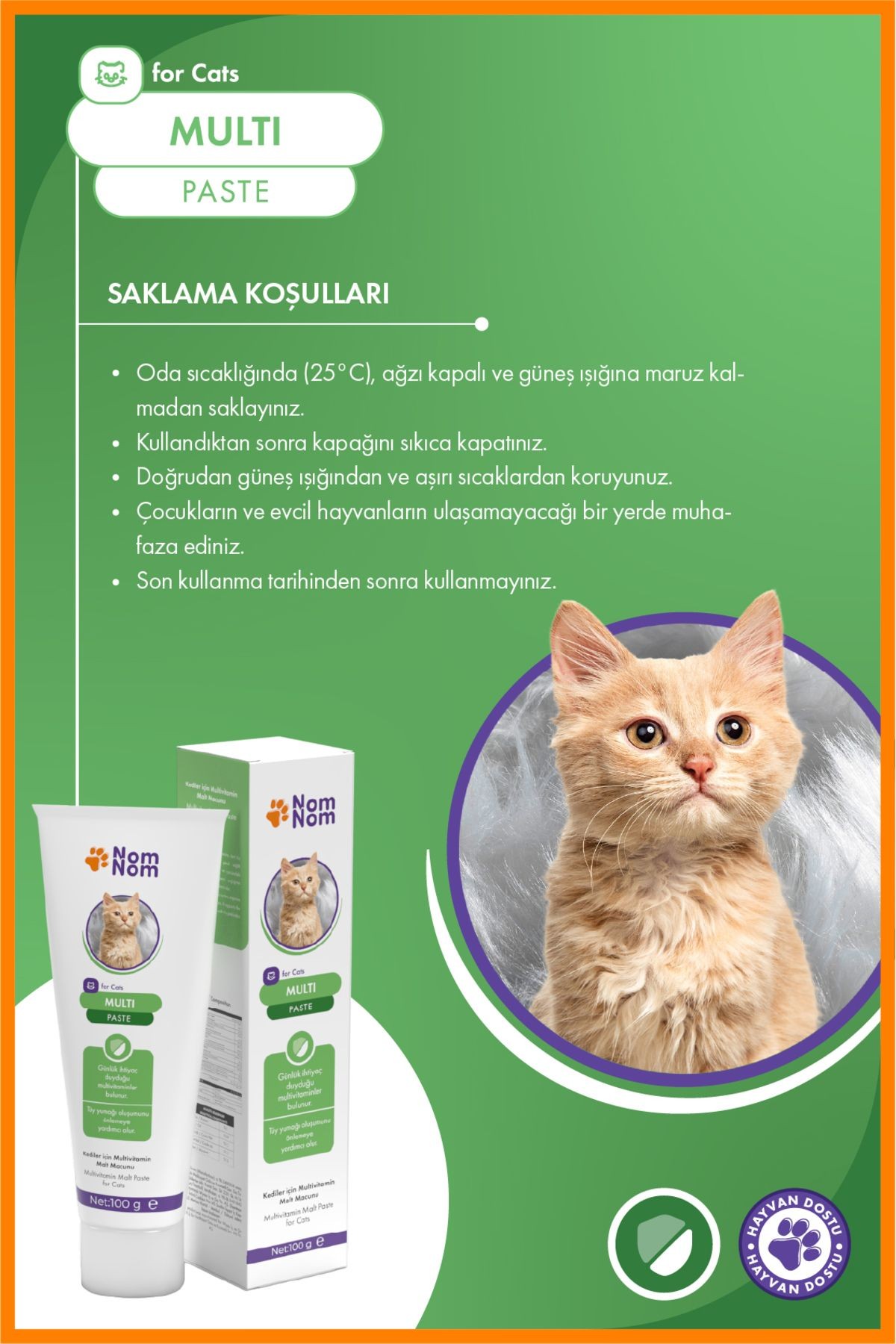 Multi Paste 100 gr – Tüm Kediler İçin Multivitamin, Tüy ve Bağışıklık Desteği Sunan Malt Macun