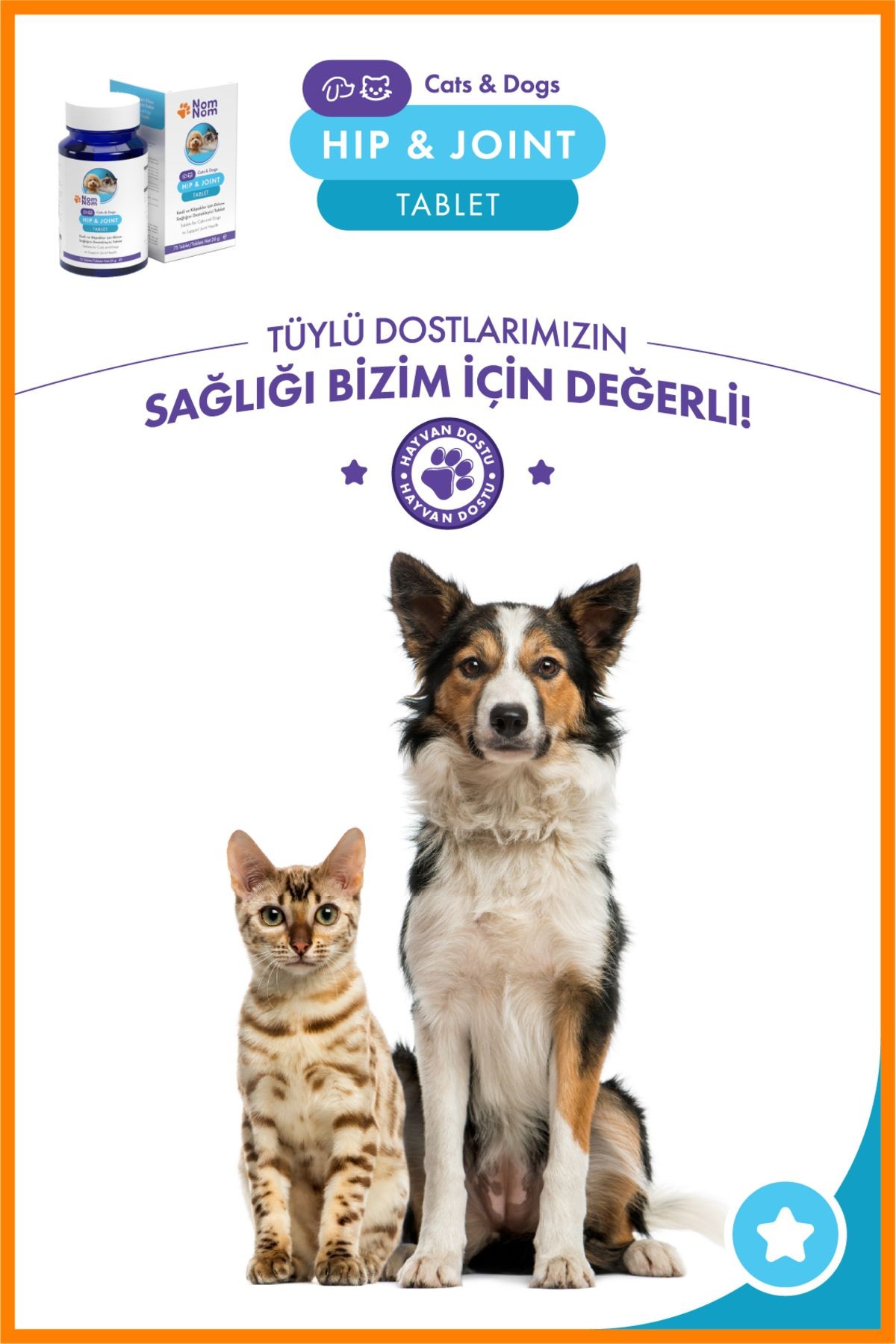 Kedi ve Köpek Hip & Joint Glukozamin Tablet 75'li – Eklem Sağlığını Destekler