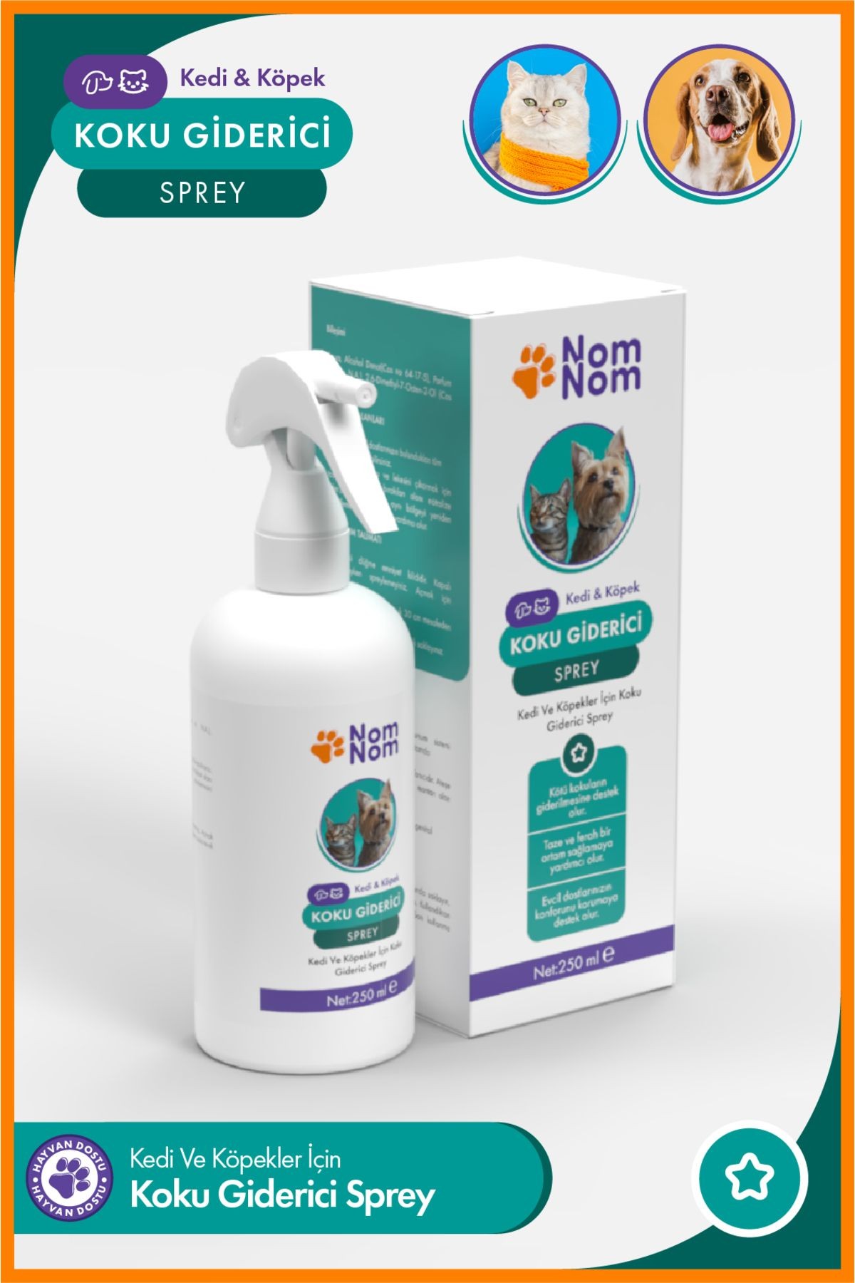 Kedi ve Köpek Koku Giderici Sprey 250 ml – İdrar Kokusu ve Lekelere Karşı Etkili Çözüm