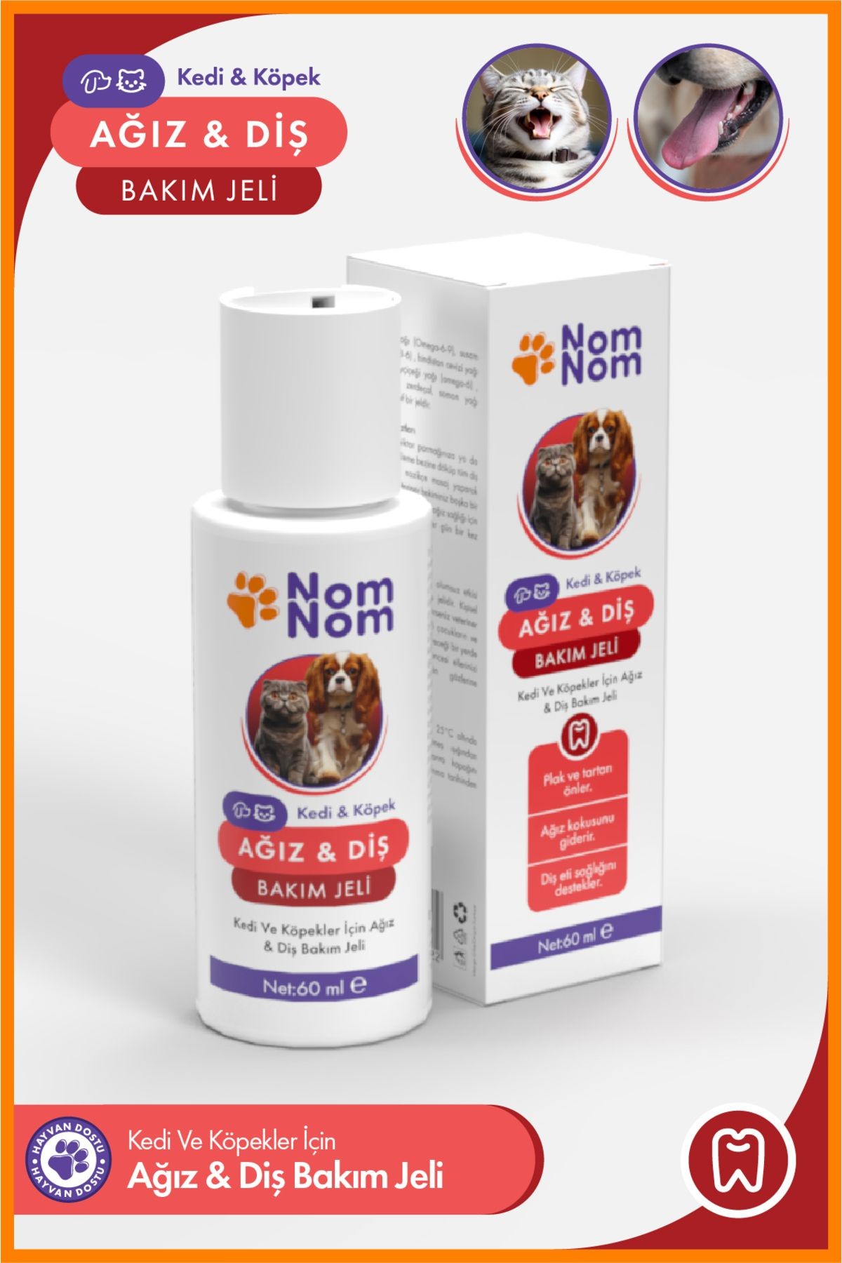 Kedi ve Köpek Ağız & Diş Bakım Jeli 60 ml – Plak, Tartarı Önlemeye Yardımcı Ağız Hijyeni