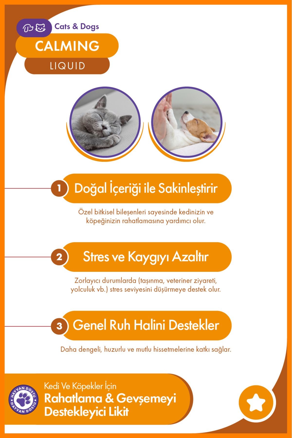 Kedi ve Köpek Calming Liquid 50 ml – Anti-Stress Damla, Sakinleştirici ve Rahatlatıcı