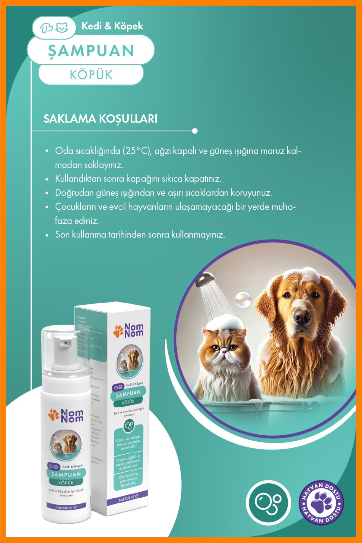 Kedi ve Köpek Köpük Şampuan 200 ml – Derinlemesine Temizlik ve Hassas Bakım