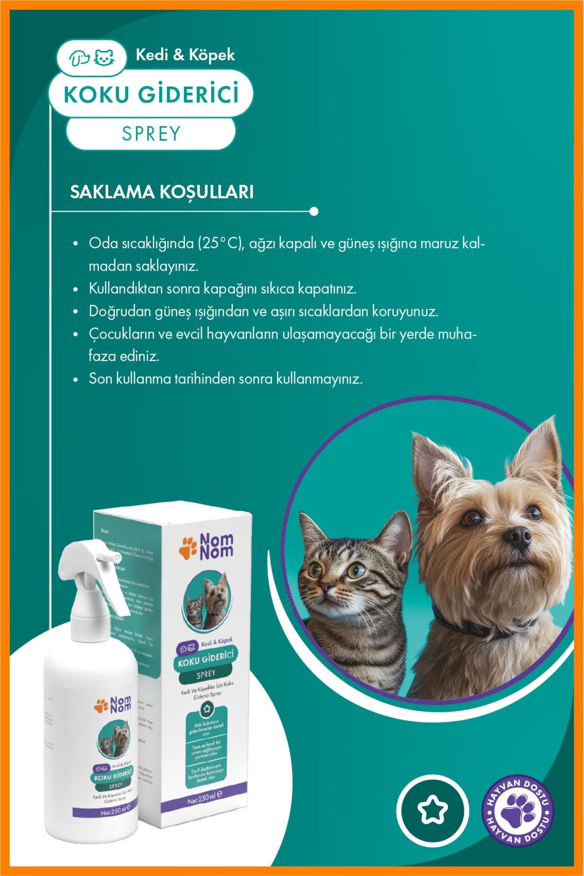 Kedi ve Köpek Koku Giderici Sprey 250 ml – İdrar Kokusu ve Lekelere Karşı Etkili Çözüm