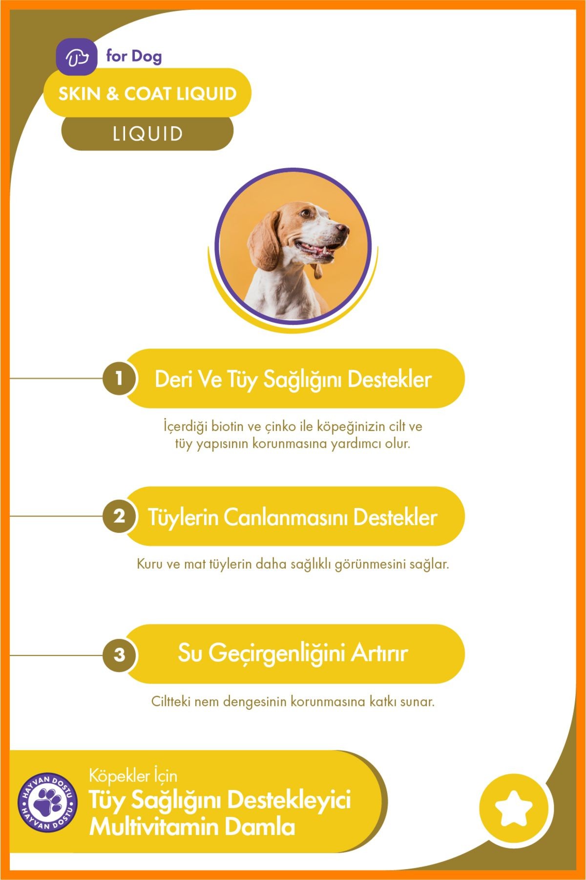 Köpek Skin & Coat Liquid – Tüy Sağlığını Destekleyici Multivitamin Damla