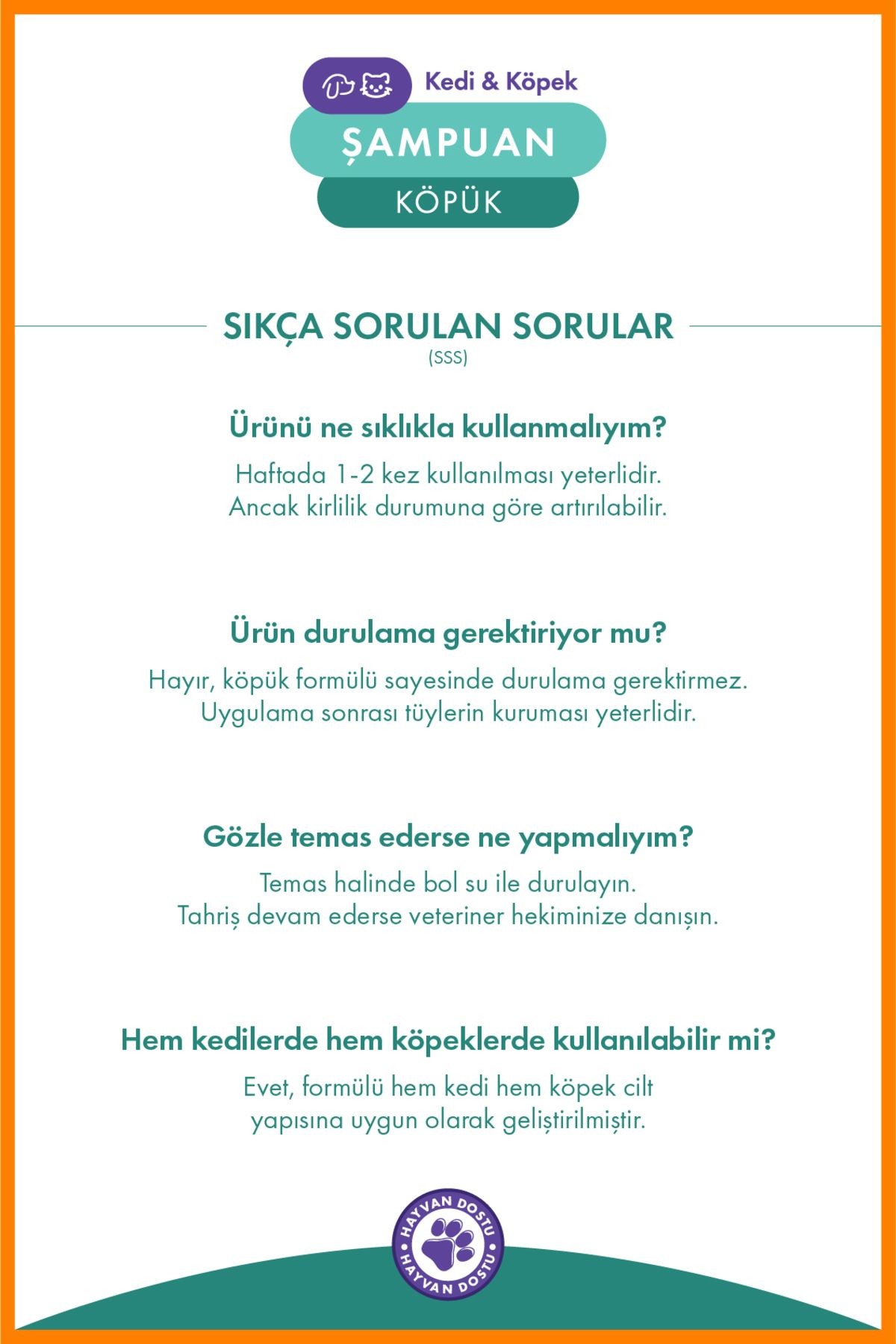 Kedi ve Köpek Köpük Şampuan 200 ml – Derinlemesine Temizlik ve Hassas Bakım