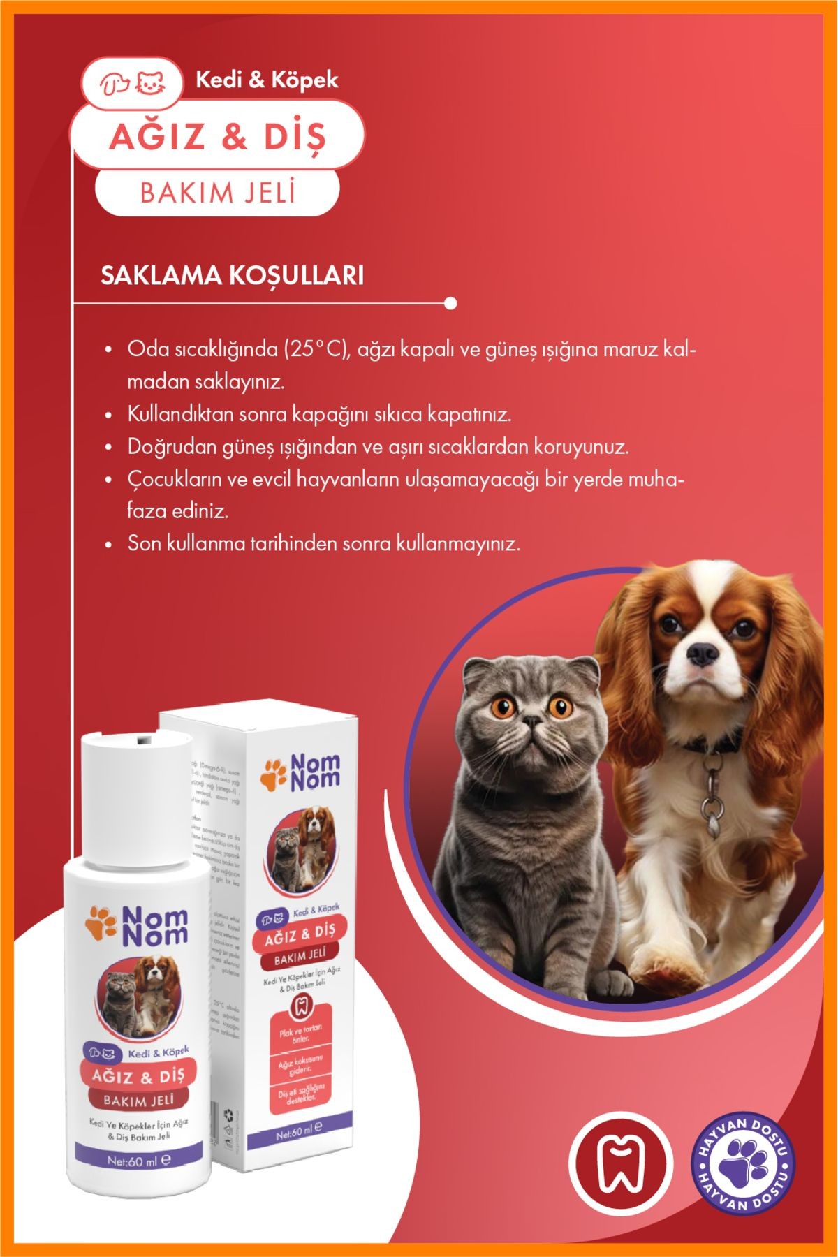 Kedi ve Köpek Ağız & Diş Bakım Jeli 60 ml – Plak, Tartarı Önlemeye Yardımcı Ağız Hijyeni