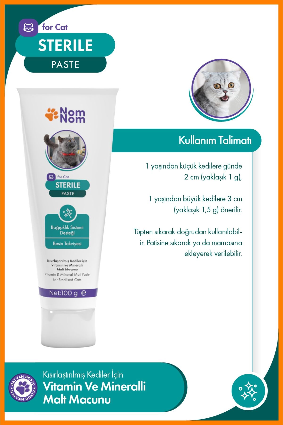 Sterile Paste 100 gr – Kısırlaştırılmış Kedilere Özel Macun
