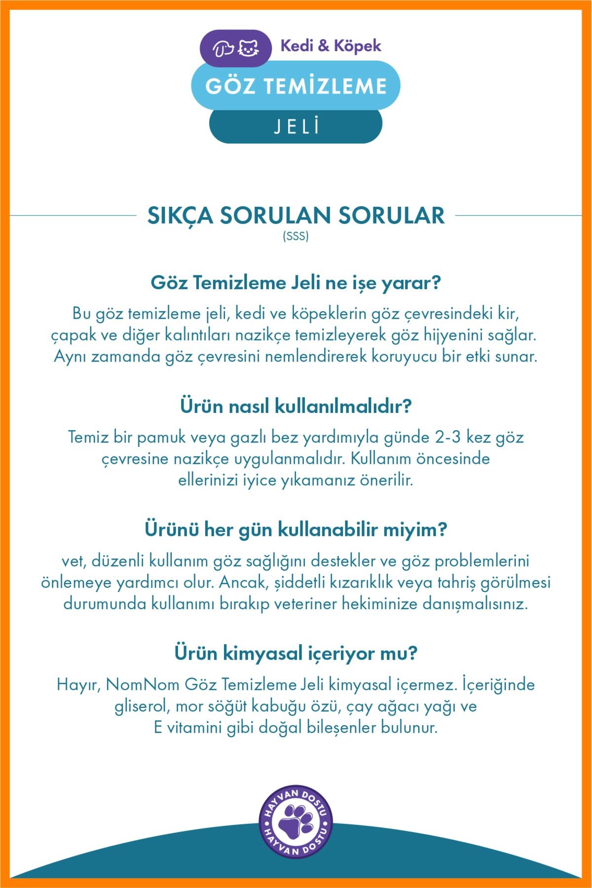 Kedi ve Köpek Göz Temizleme Jeli 60 ml – Çapaklanma ve Önlemeye Yardımcı Göz Bakımı