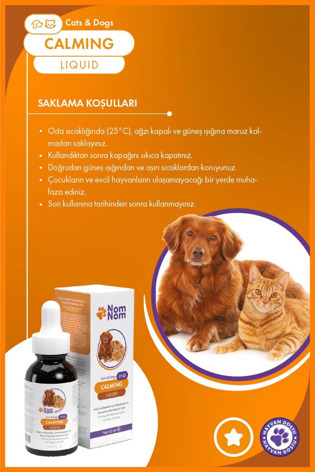 Kedi ve Köpek Calming Liquid 50 ml – Anti-Stress Damla, Sakinleştirici ve Rahatlatıcı