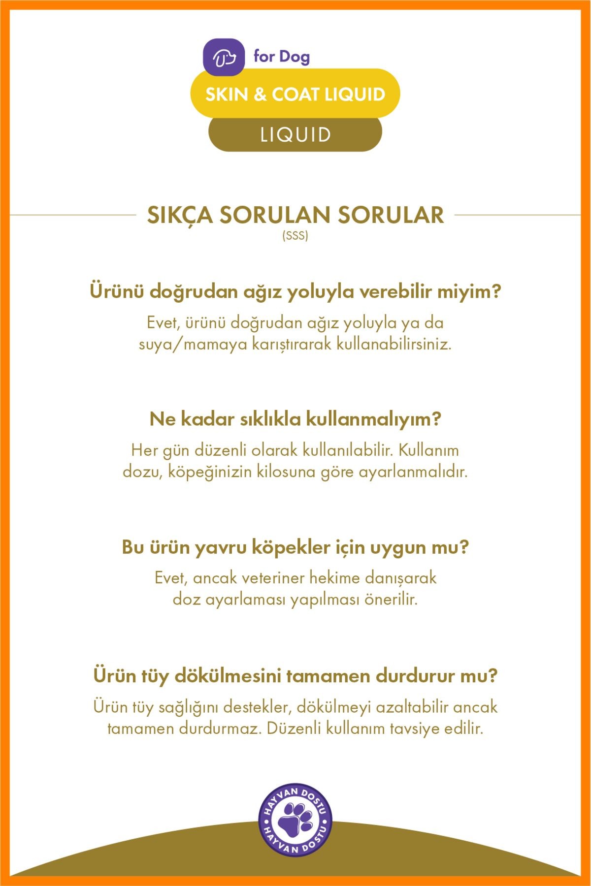 Köpek Skin & Coat Liquid – Tüy Sağlığını Destekleyici Multivitamin Damla
