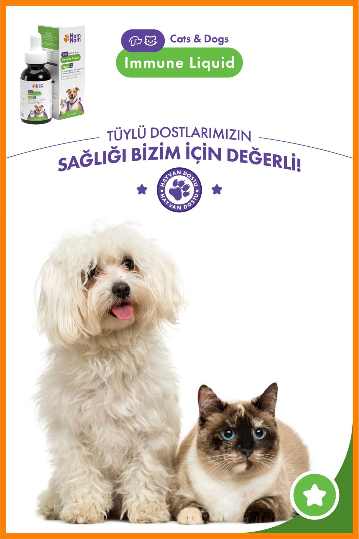 Kedi ve Köpek Immune Liquid 50 ml – Bağışıklık Sistemi Destekleyici, C Vitaminli