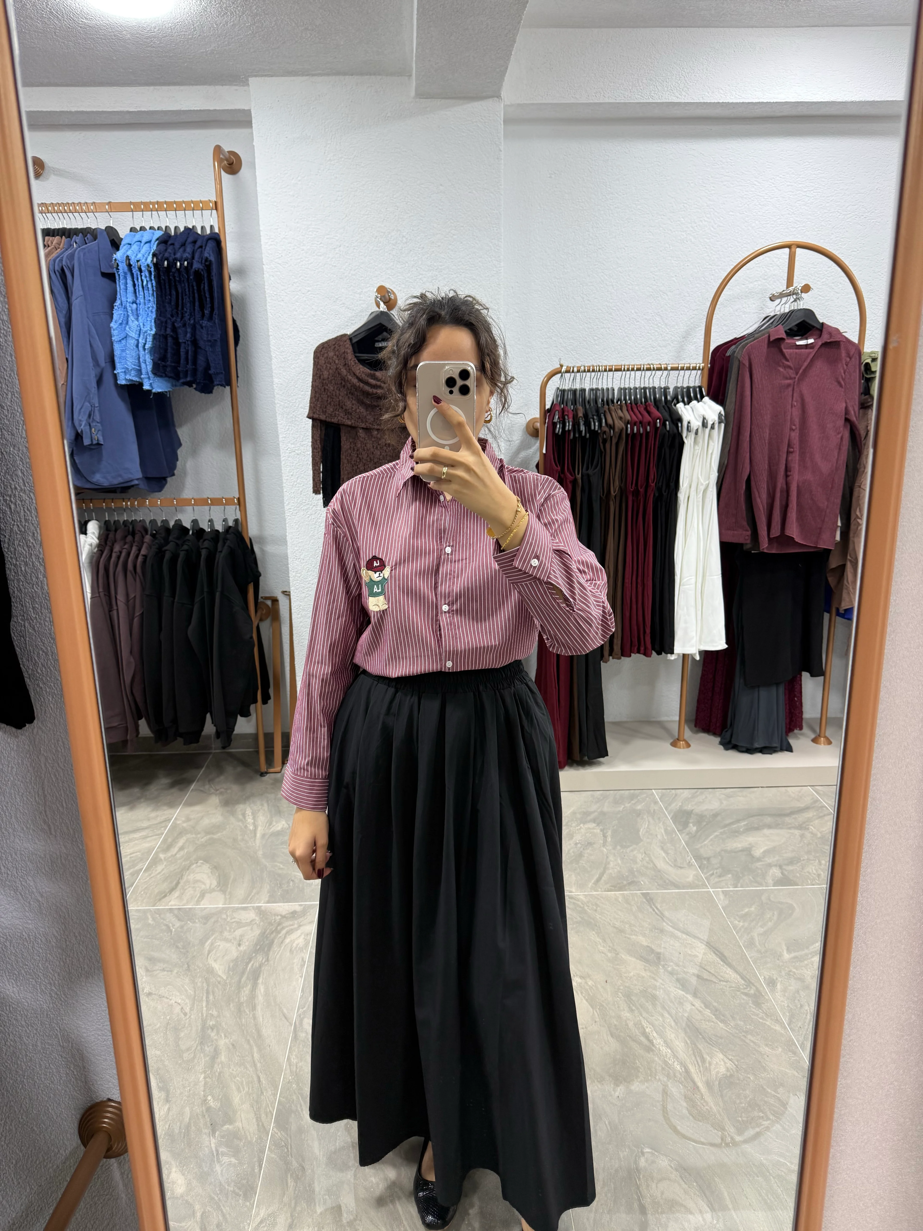 BELİ LASTİKLİ CEPLİ PİLELİ ETEK  - SİYAH