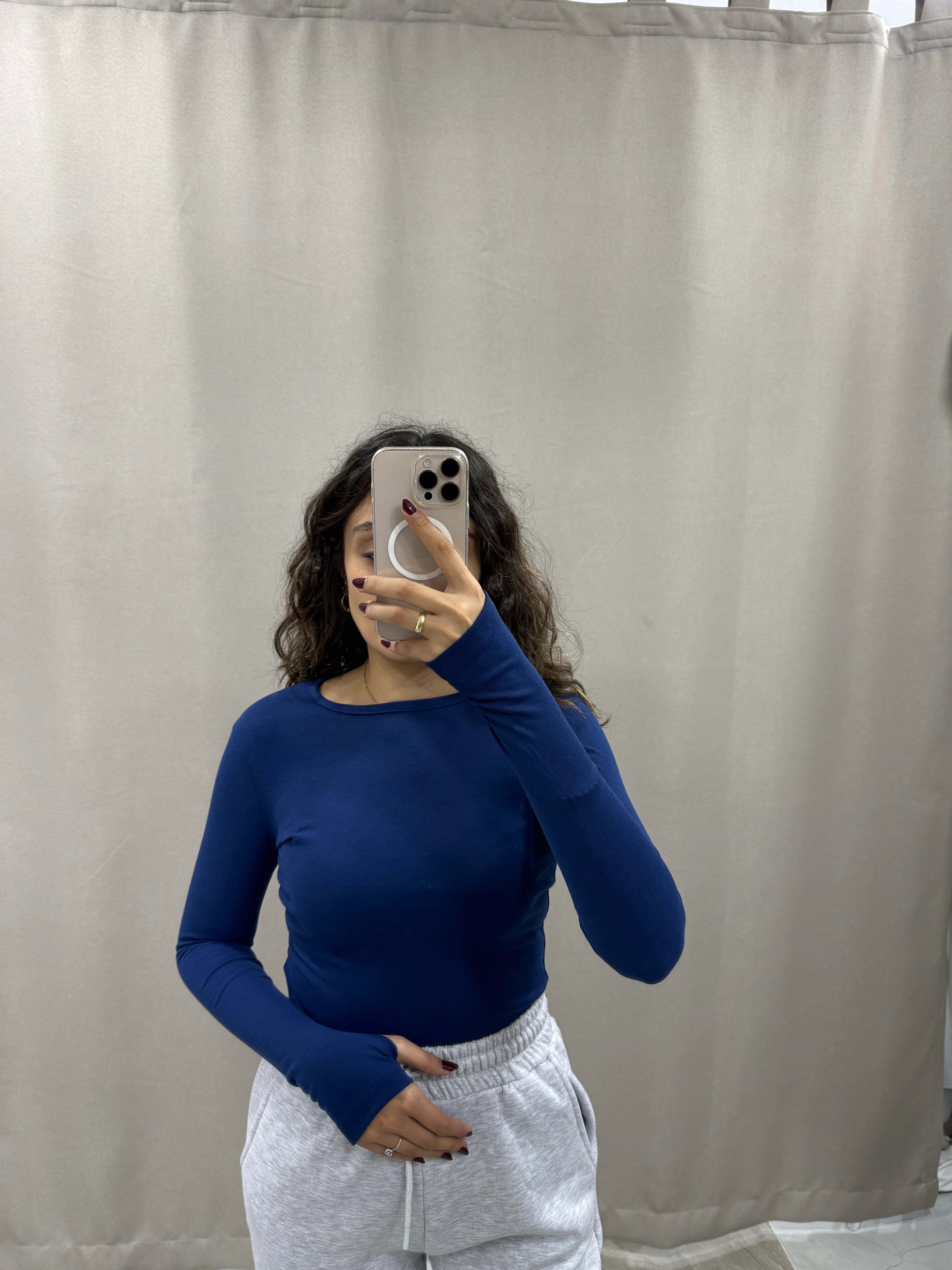 PARMAK GEÇİRMELİ BODY - LACİVERT