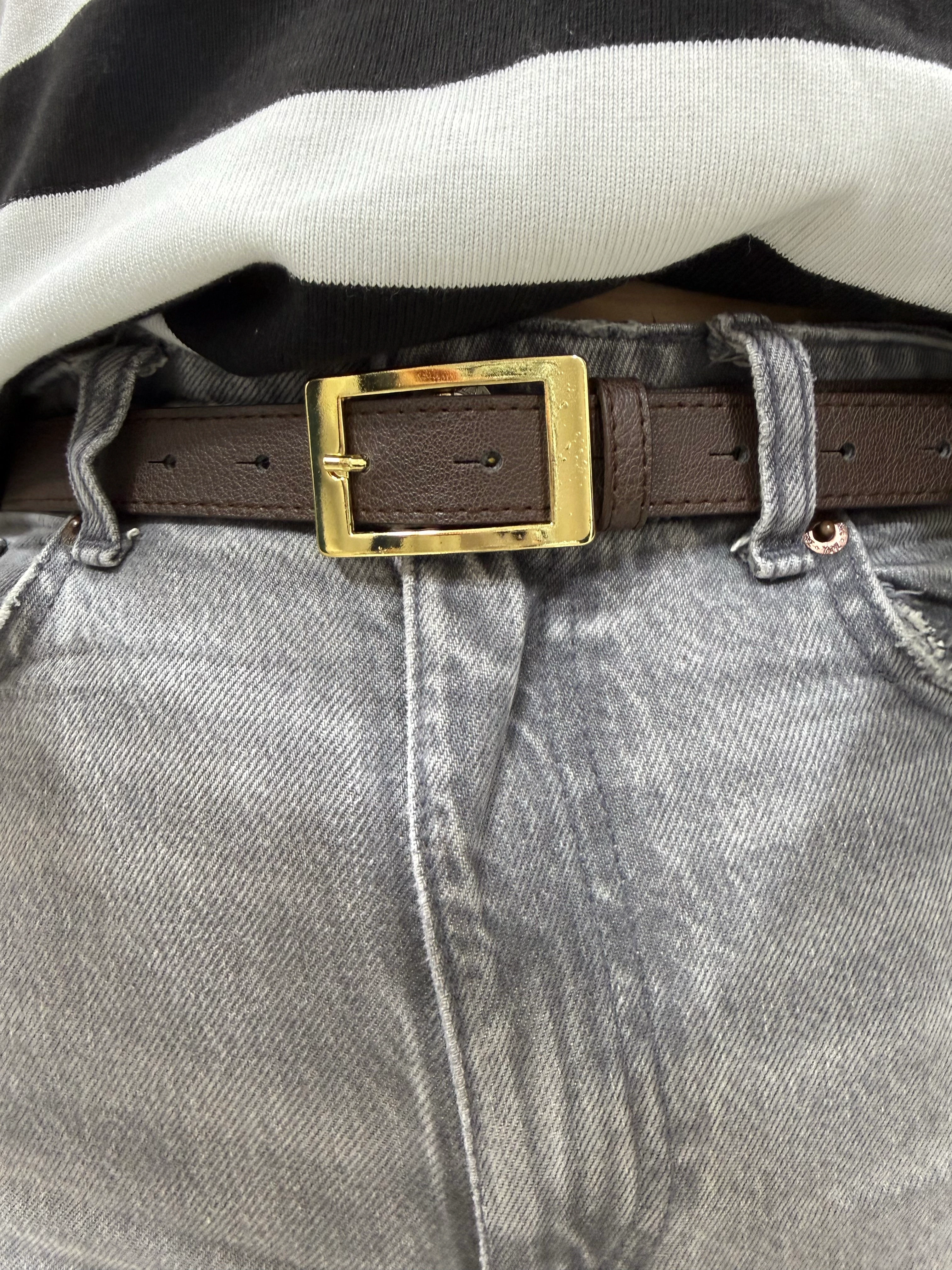 DİKDÖRTGEN TOKALI KEMER - KAHVERENGİ