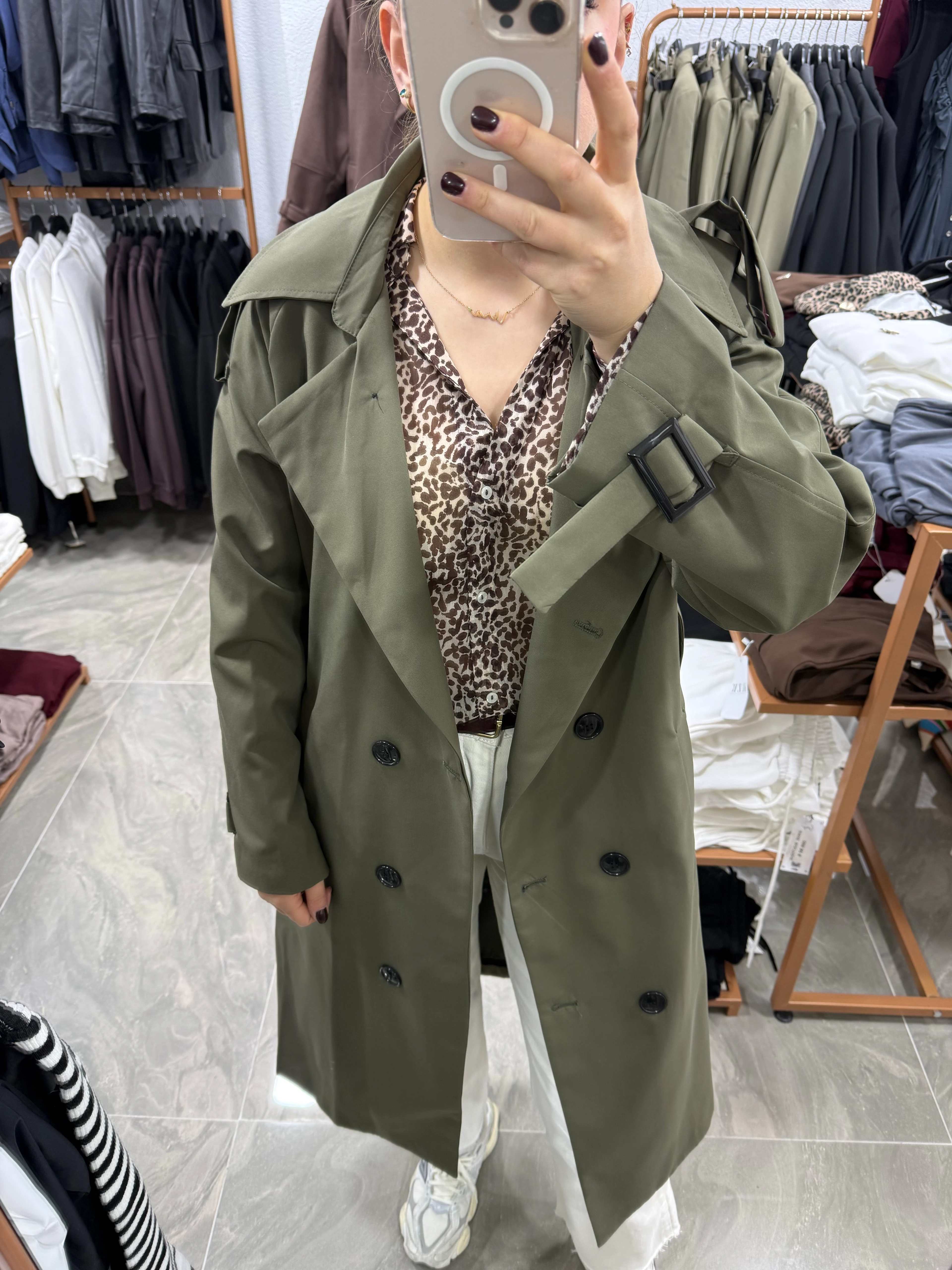 BONDİT KUMAŞ ASTARLI TRENÇKOT  - HAKİ