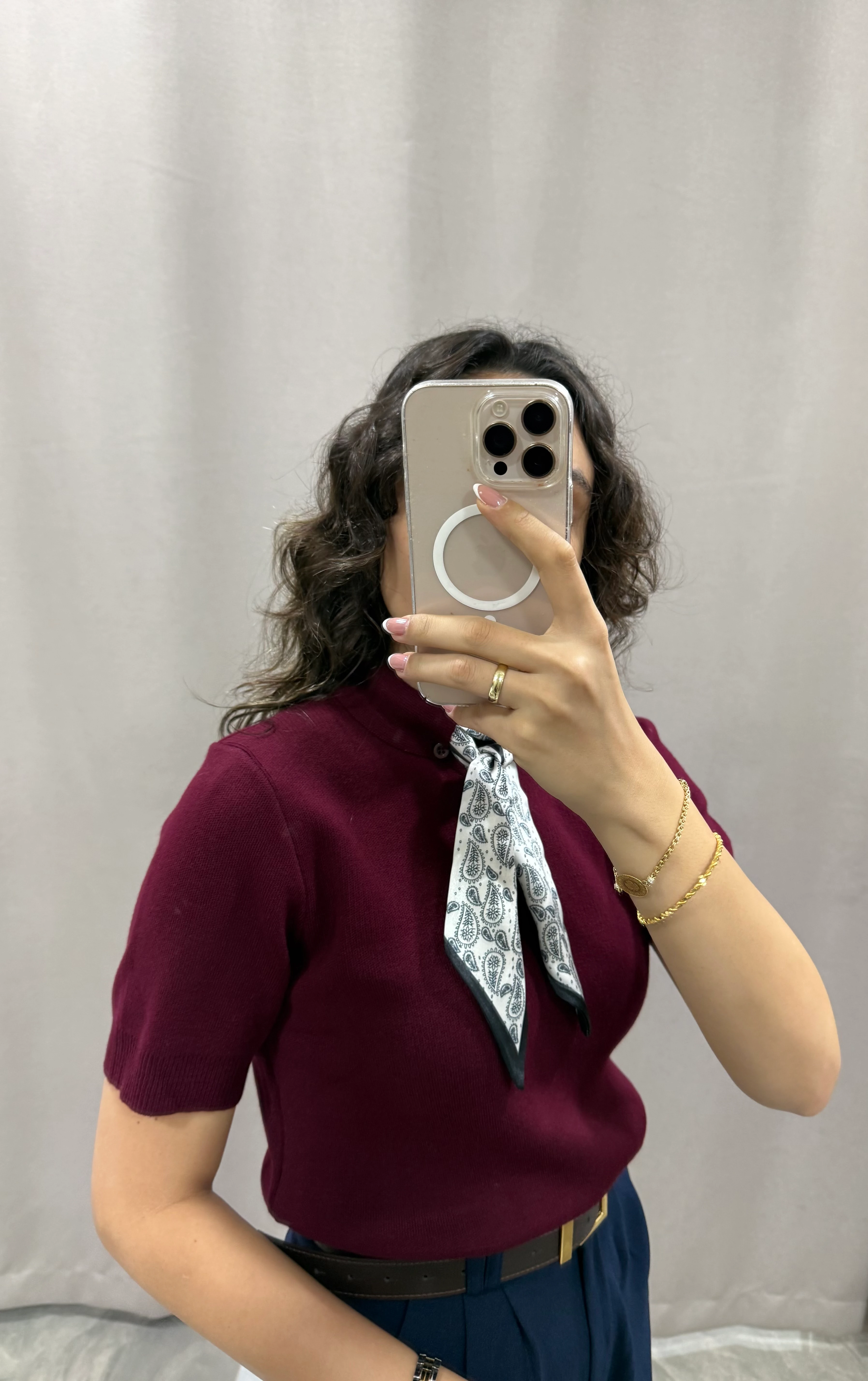 FULAR DETAY KISA KOLLU KAZAK - BORDO