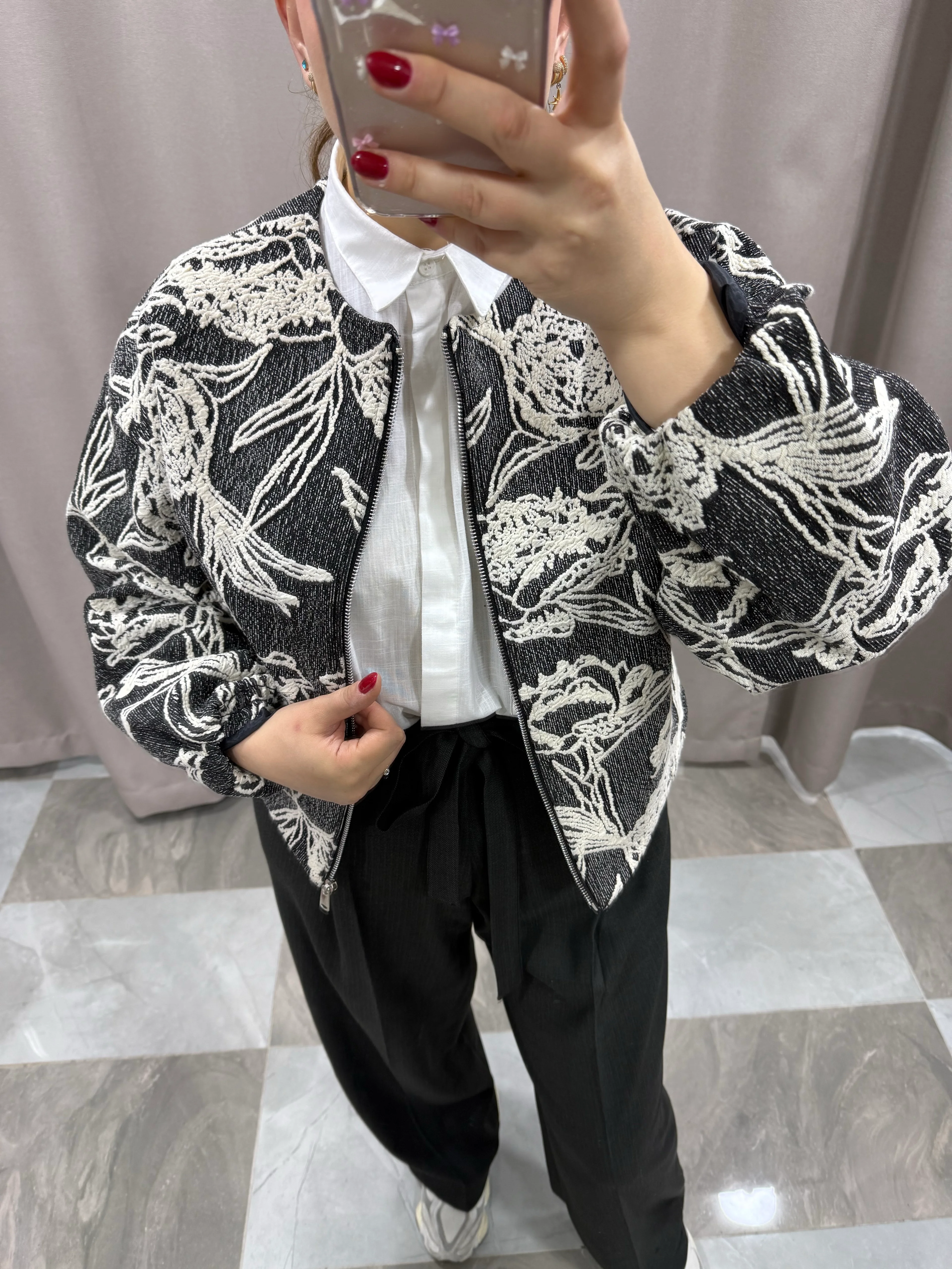 İŞLEME BOMBER CEKET 