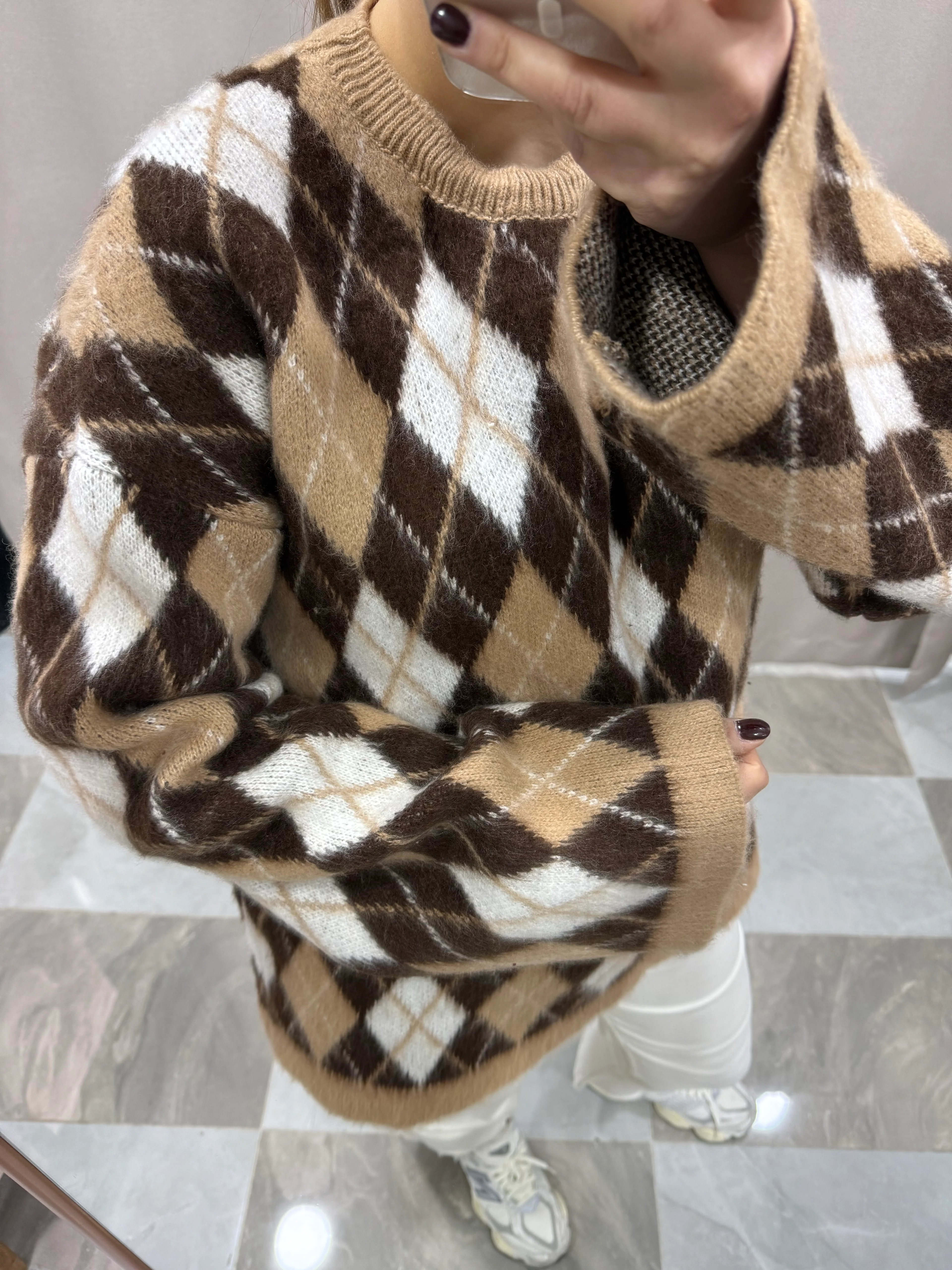 BAKLAVA DESEN OVERSIZE KAZAK