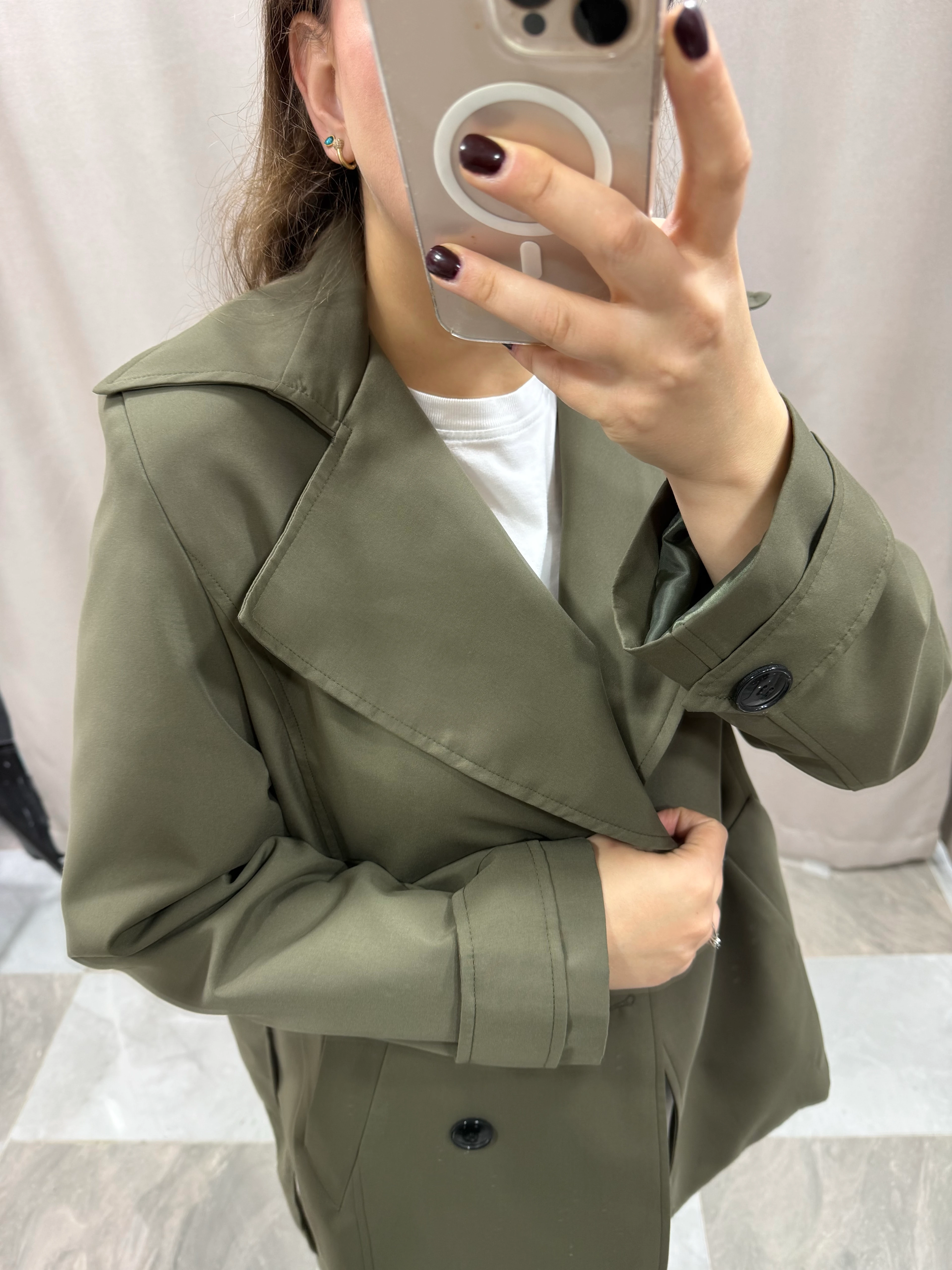 BONDİT KUMAŞ ASTARLI KISA TRENÇKOT