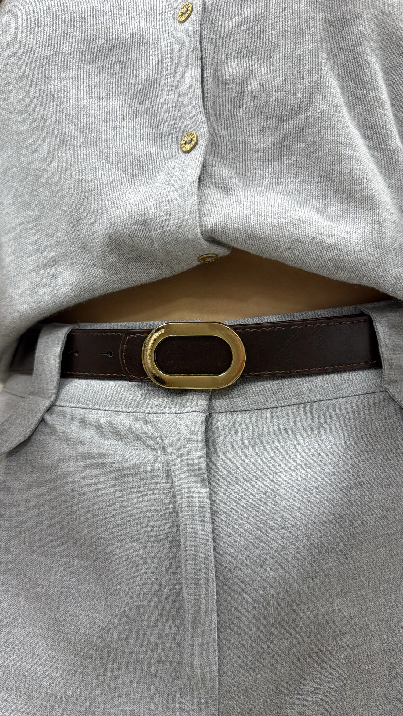 ELİPS TOKALI KEMER - KAHVERENGİ