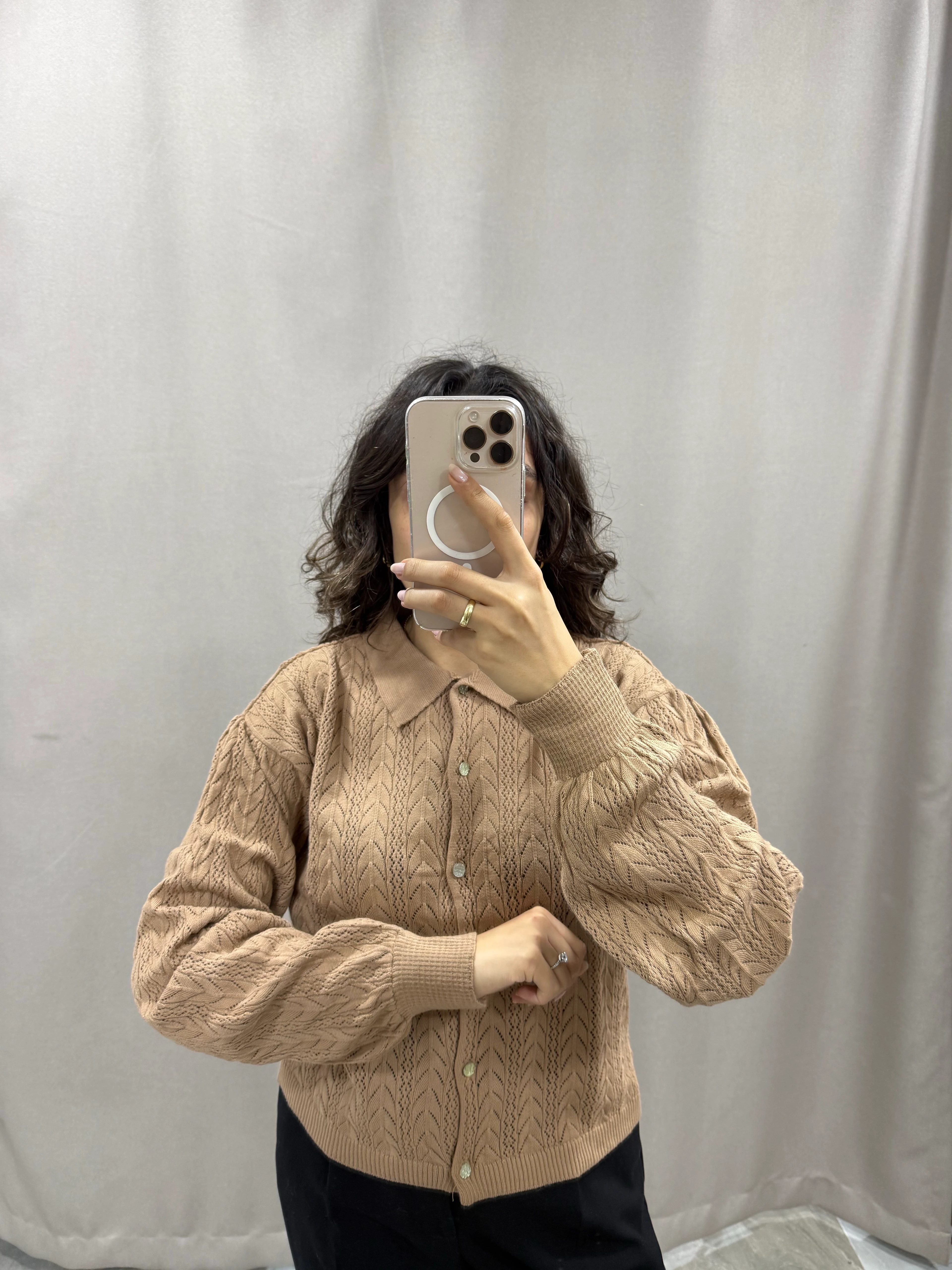 OK DESEN TRİKO HIRKA - KARAMEL