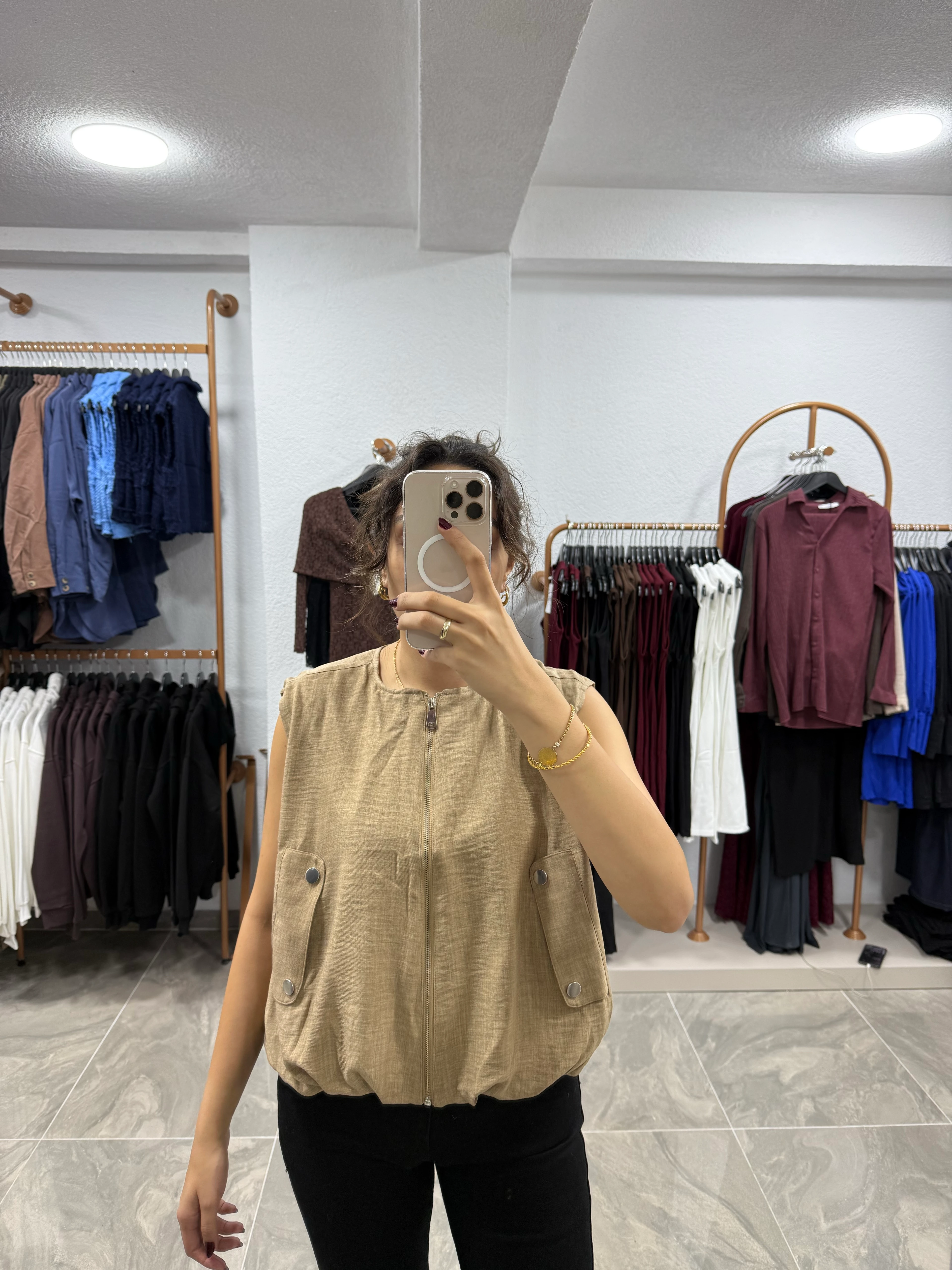 BALON MODEL FERMUARLI YELEK  - VİZON