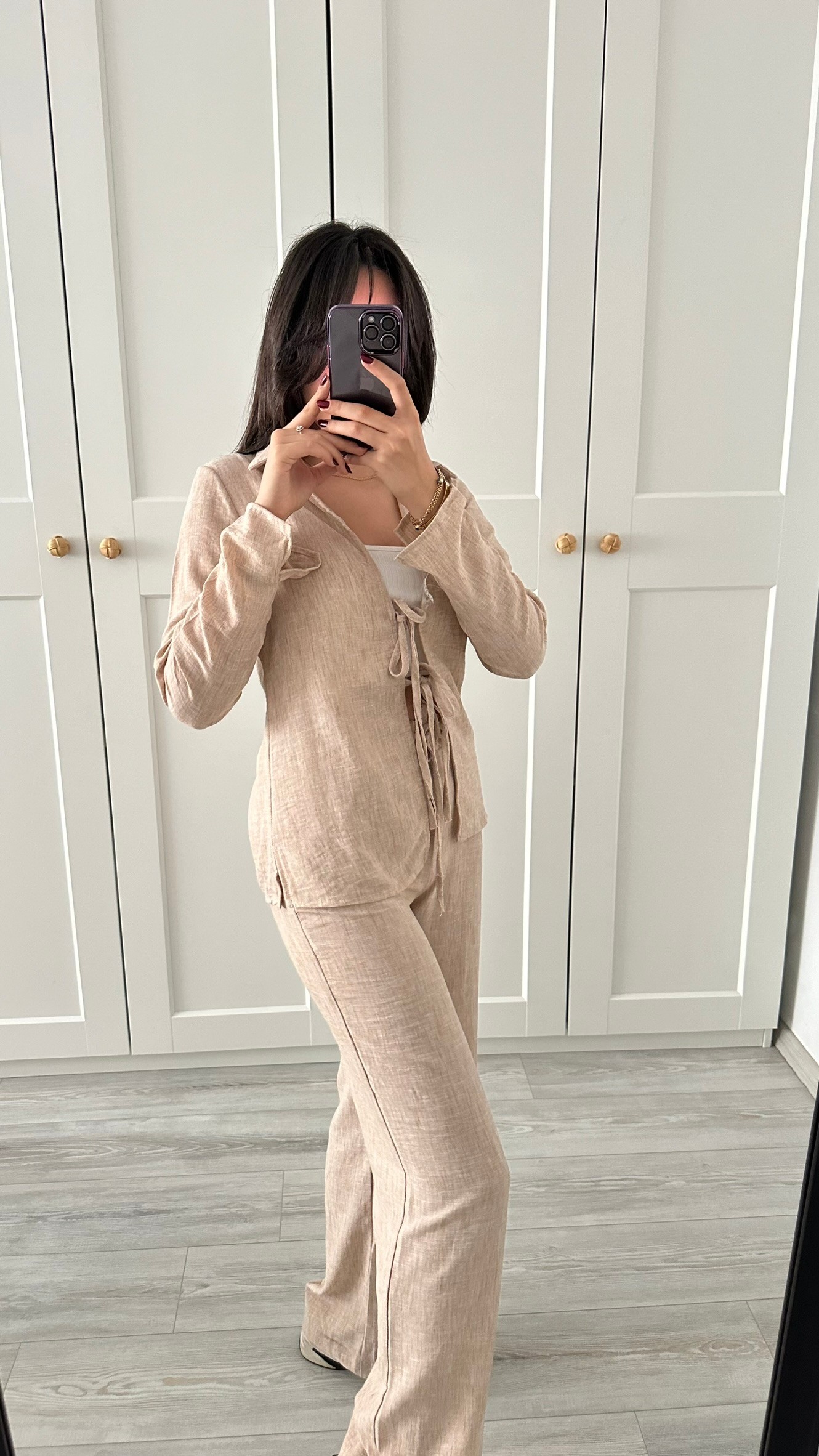 Önden Bağlamalı Pantolon Bluz Takım