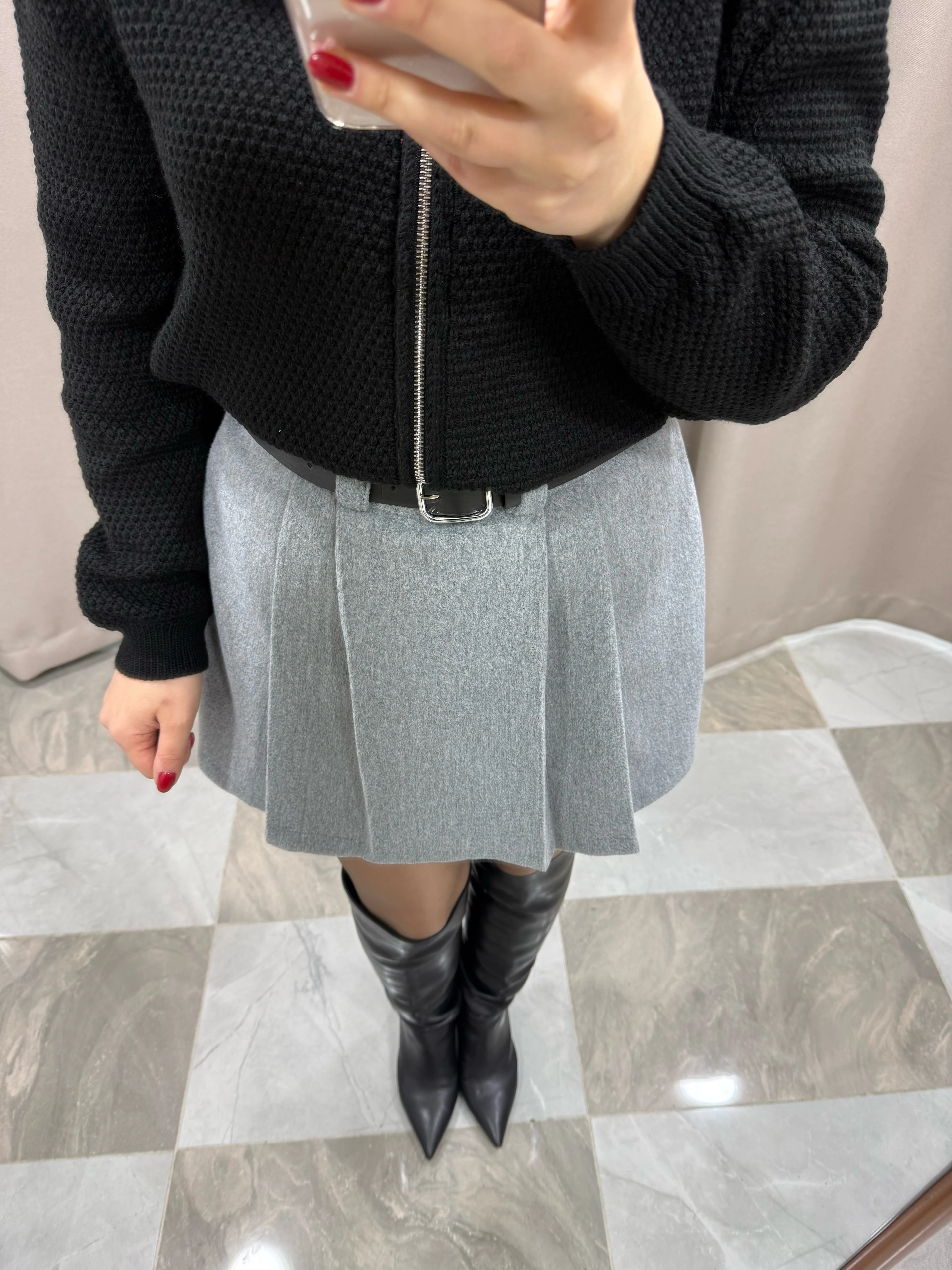 KAŞE ŞORT ETEK - GRİ