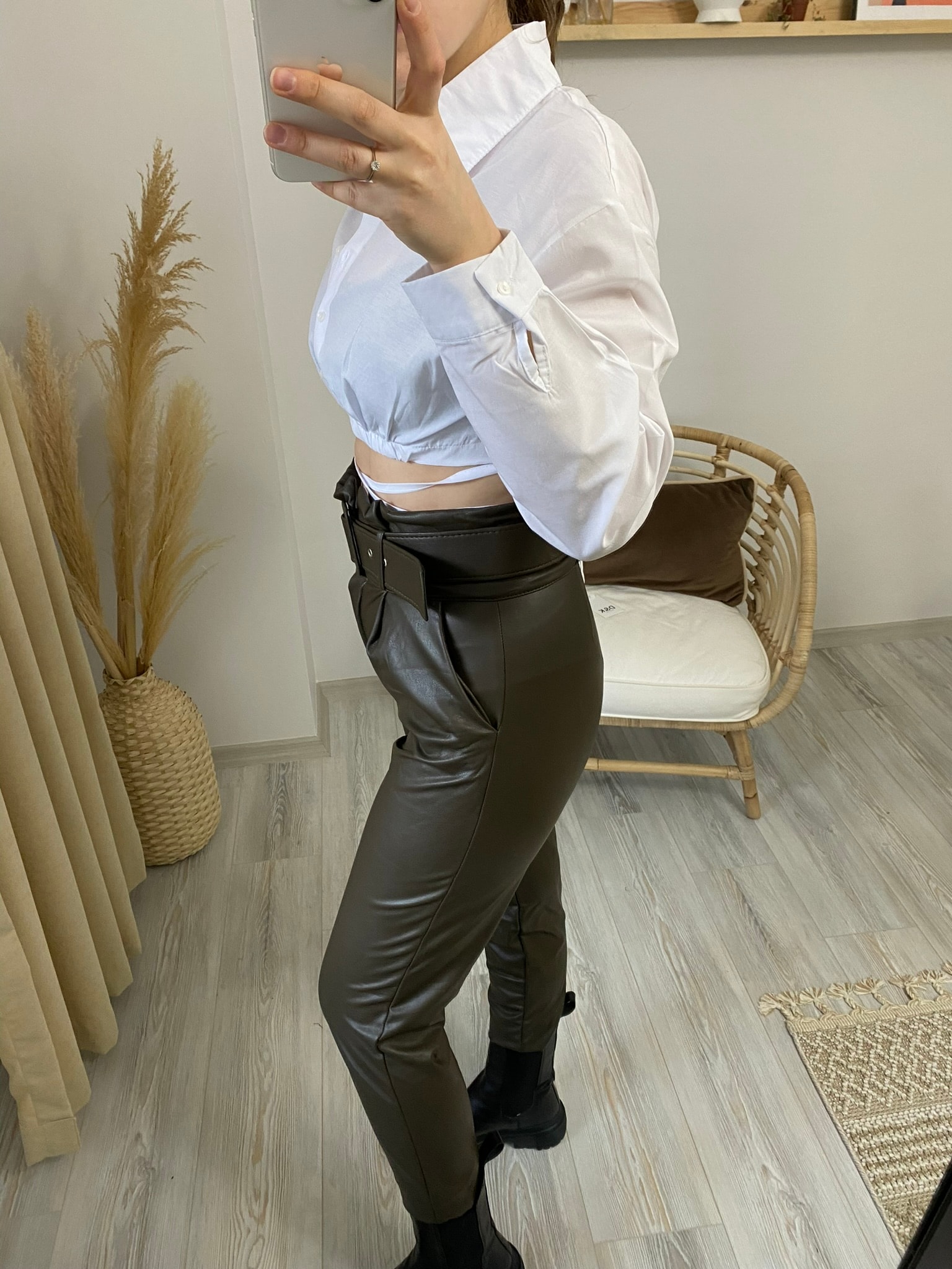 Yeşil Deri Pantolon