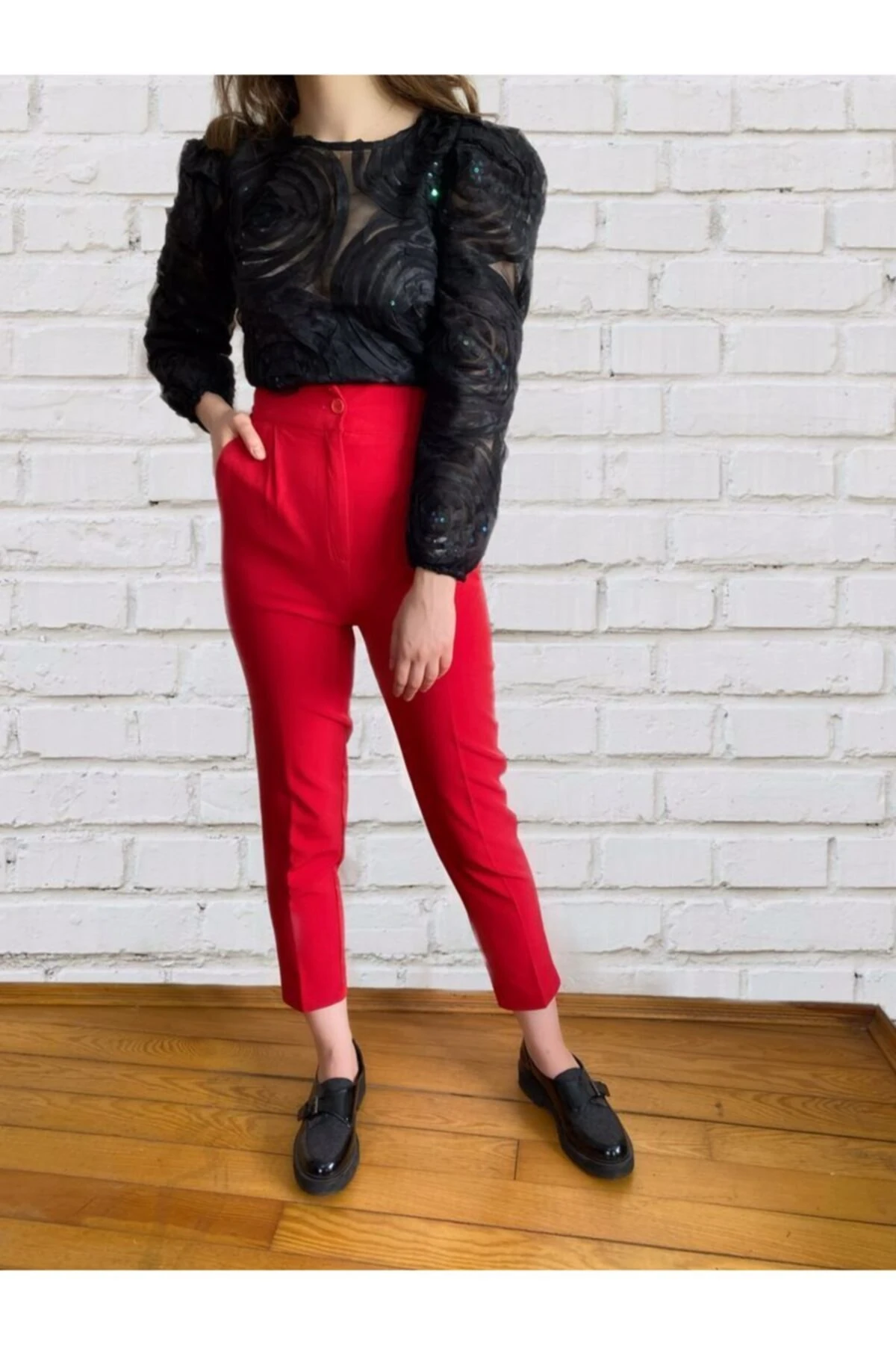 Siyah Balon Kol Bluz