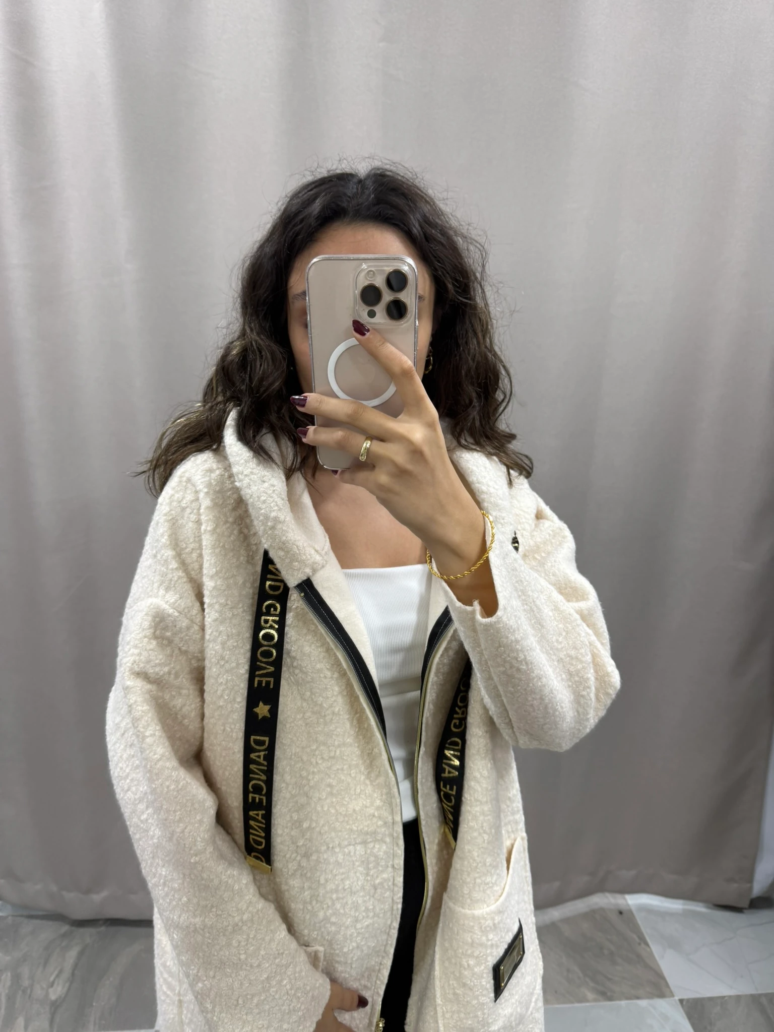 YAZI DETAYLI FERMUARLI HIRKA