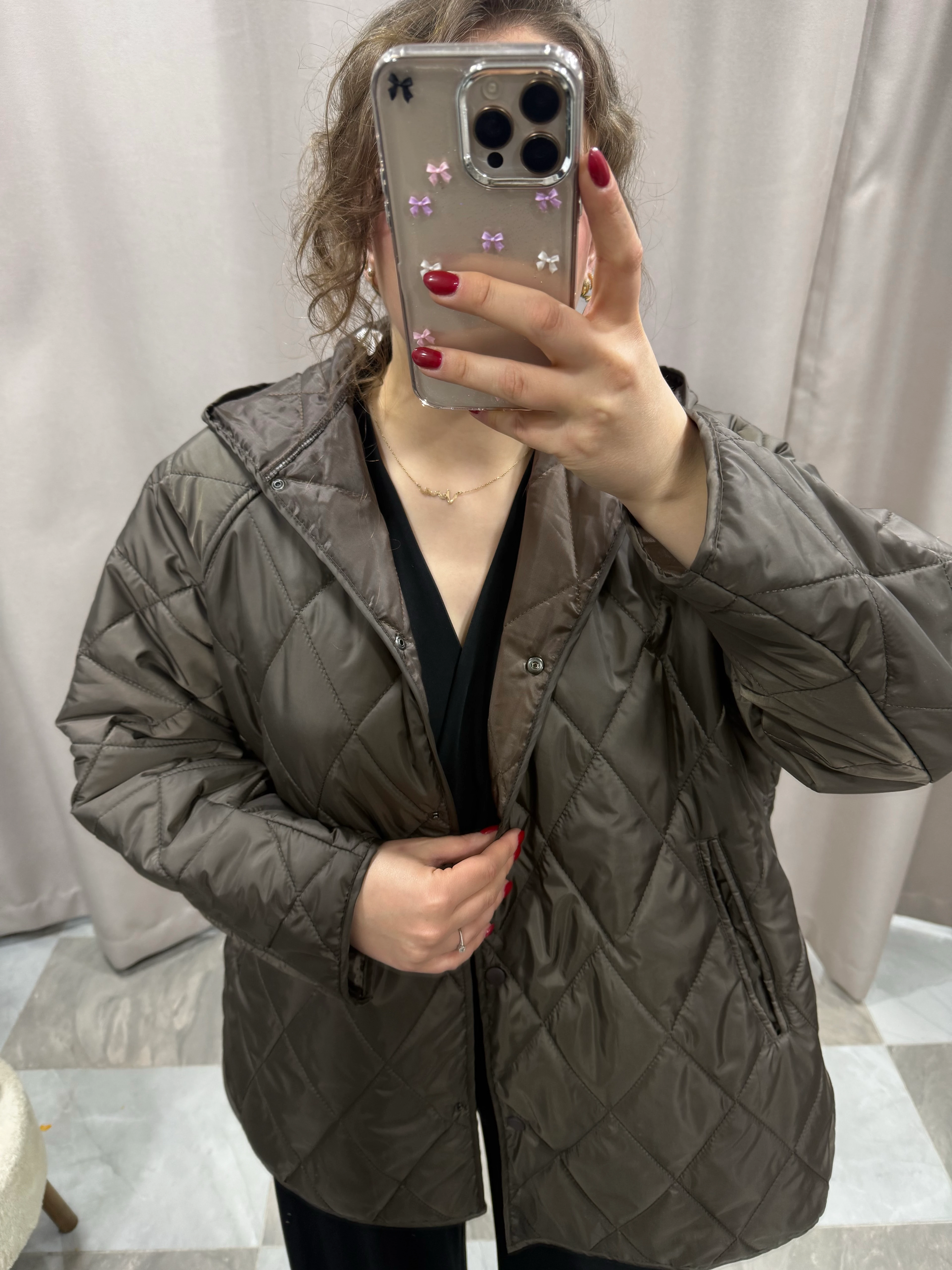 KAPİTONE MONT - KAHVERENGİ