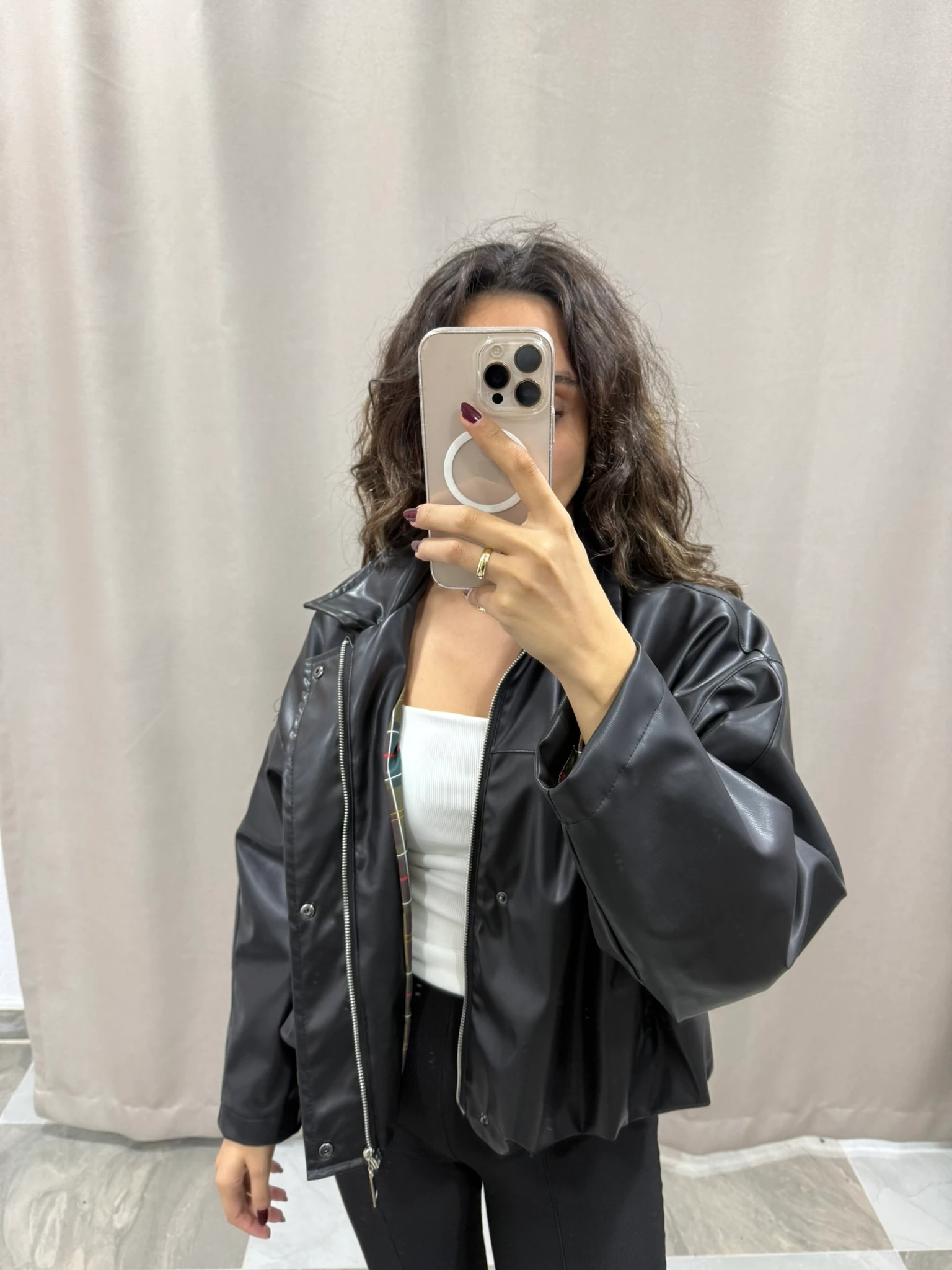 EKOSE ASTAR DETAY DERİ CEKET