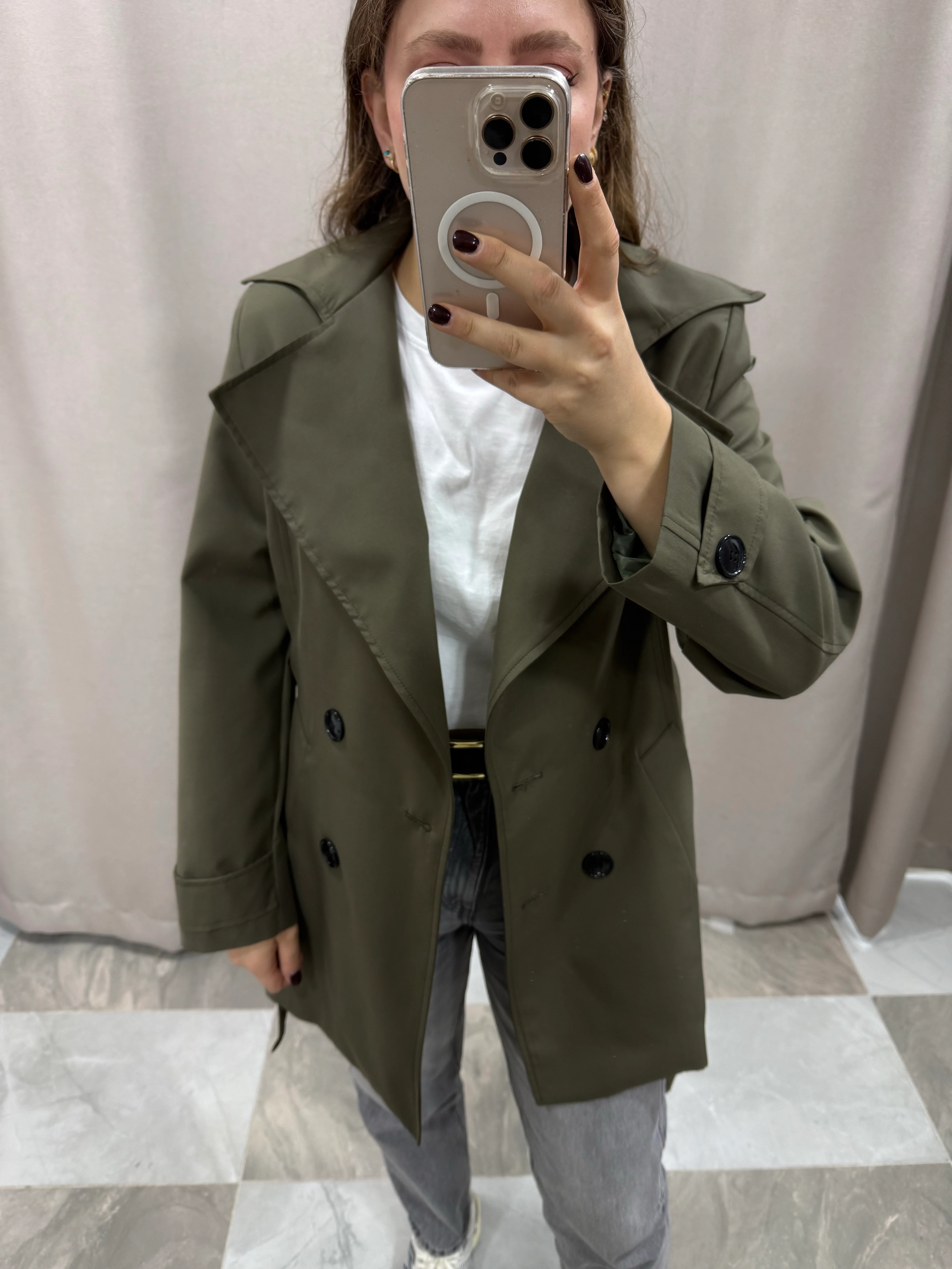 BONDİT KUMAŞ ASTARLI KISA TRENÇKOT