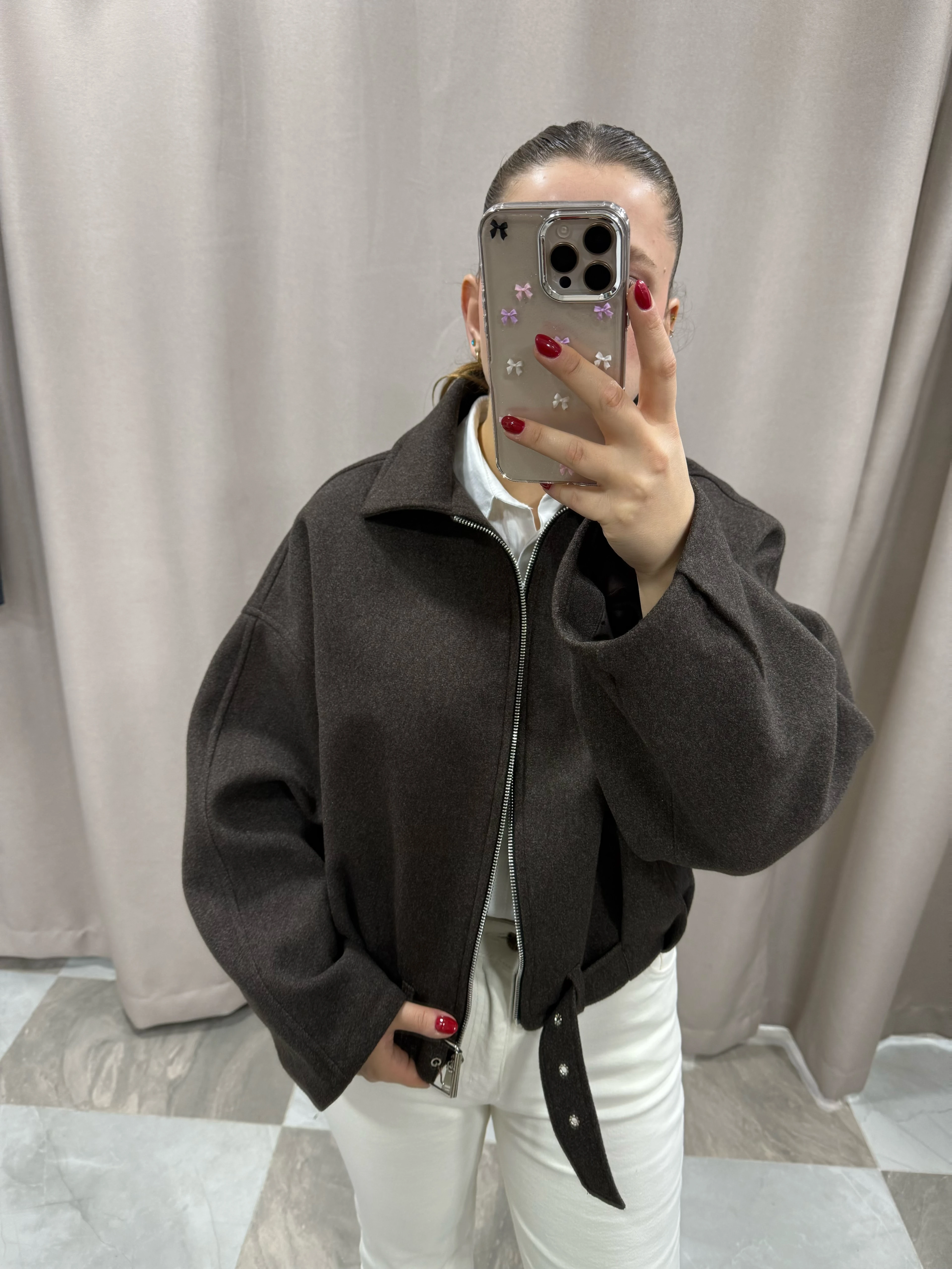 KAHVERENGİ KAŞE CEKET 