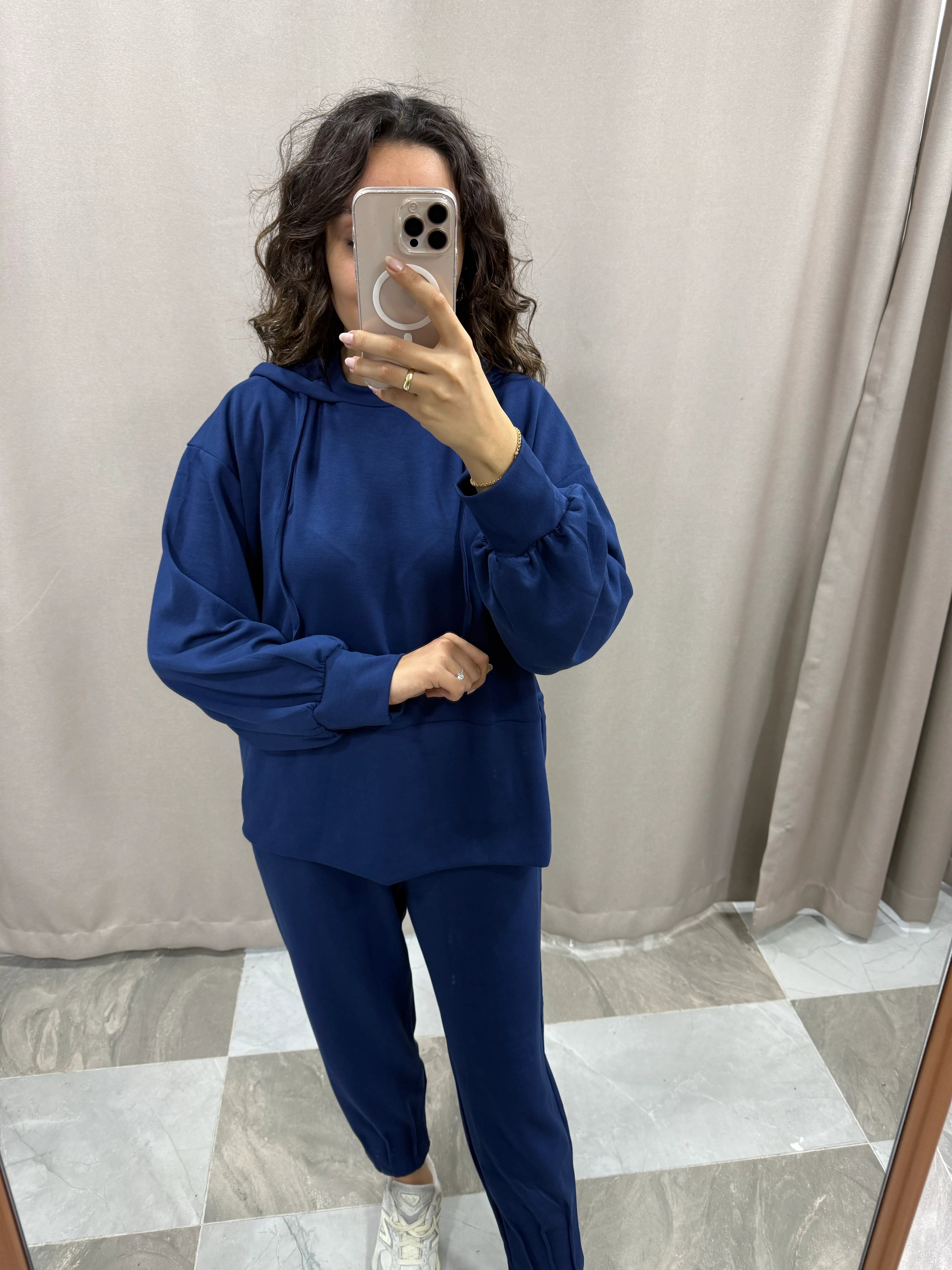 FERMUAR DETAYLI EŞOFMAN TAKIMI - MAVİ