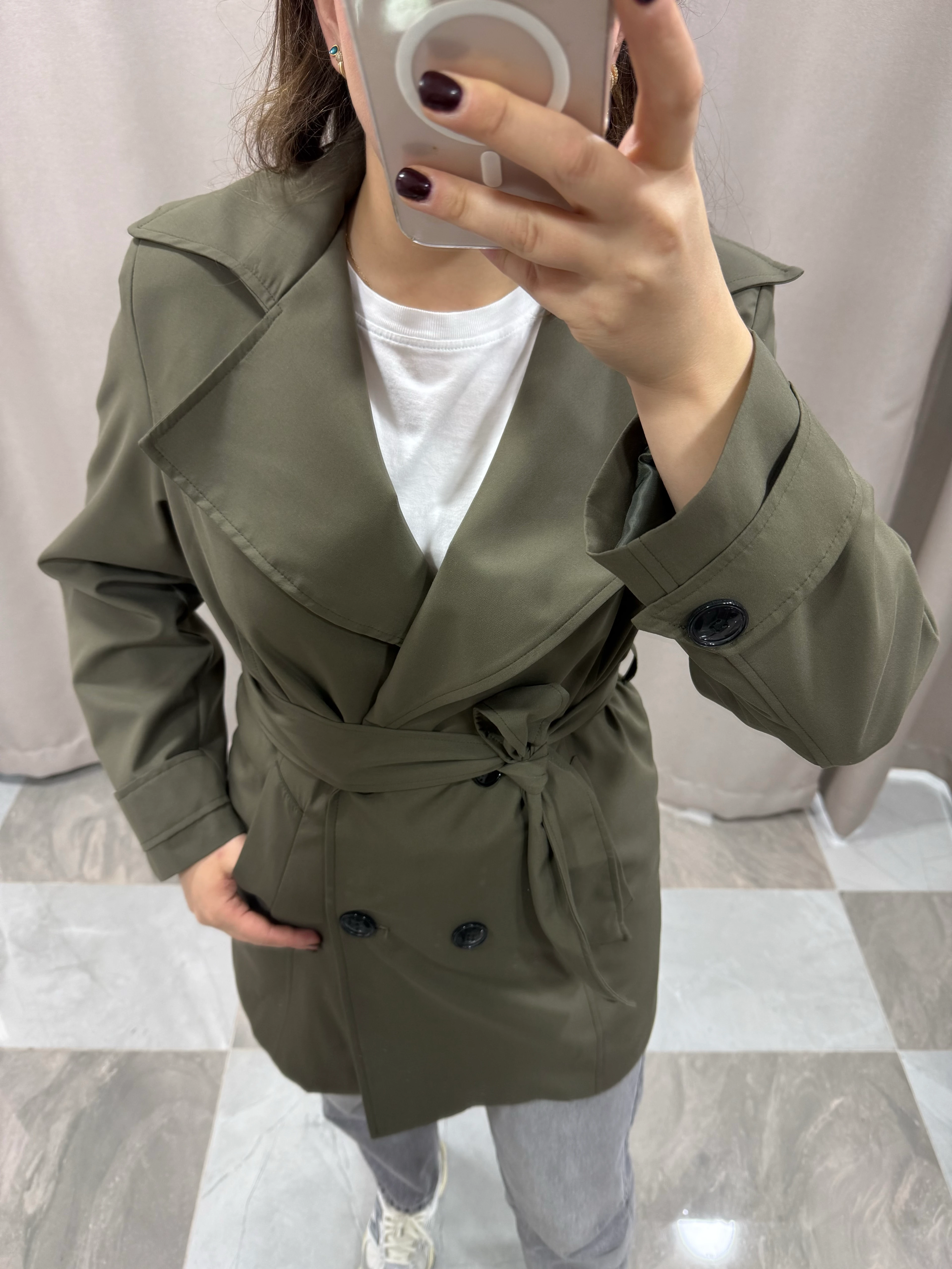 BONDİT KUMAŞ ASTARLI KISA TRENÇKOT