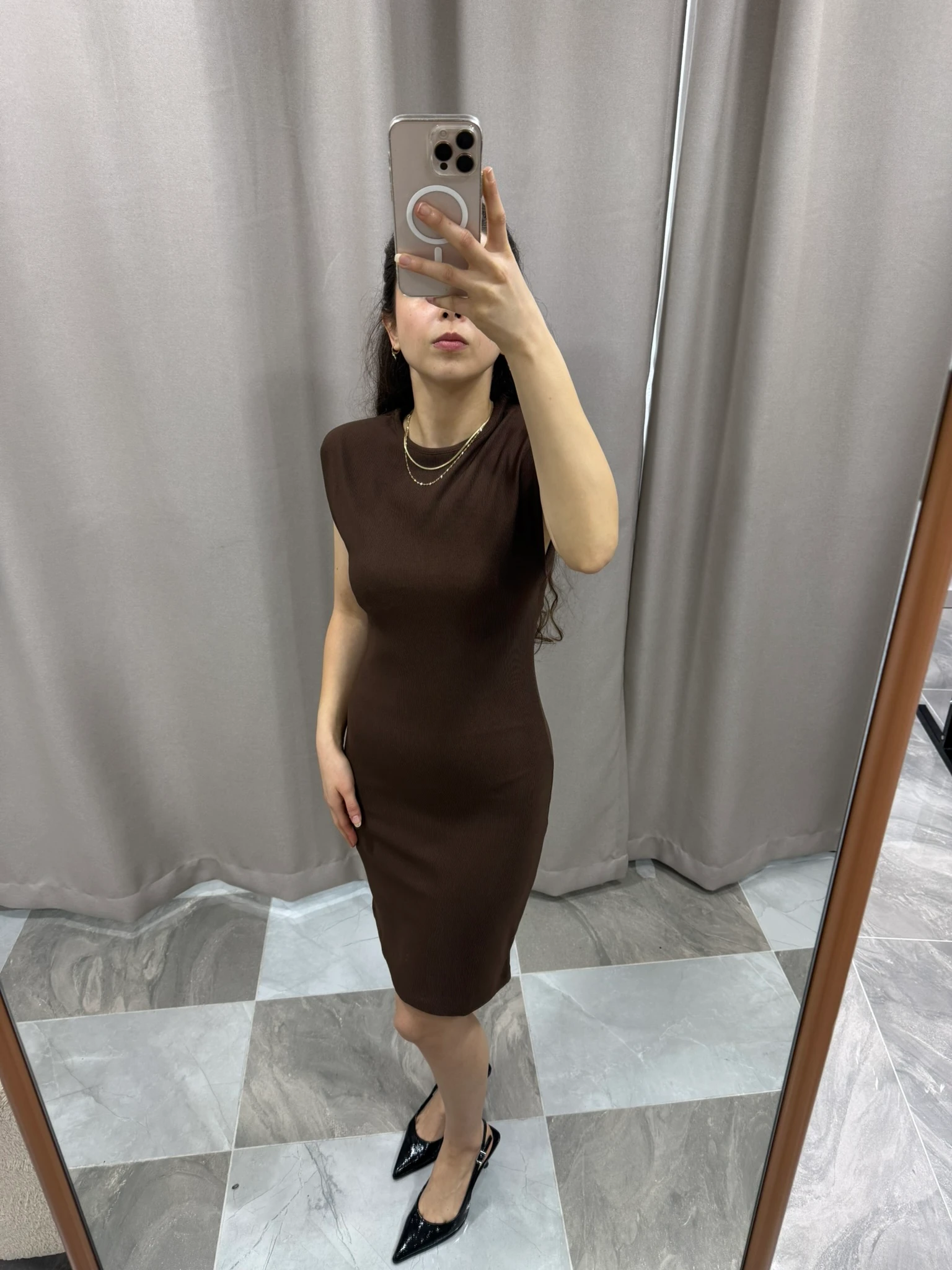 VATKALI ÇİZGİ DETAY ELBİSE