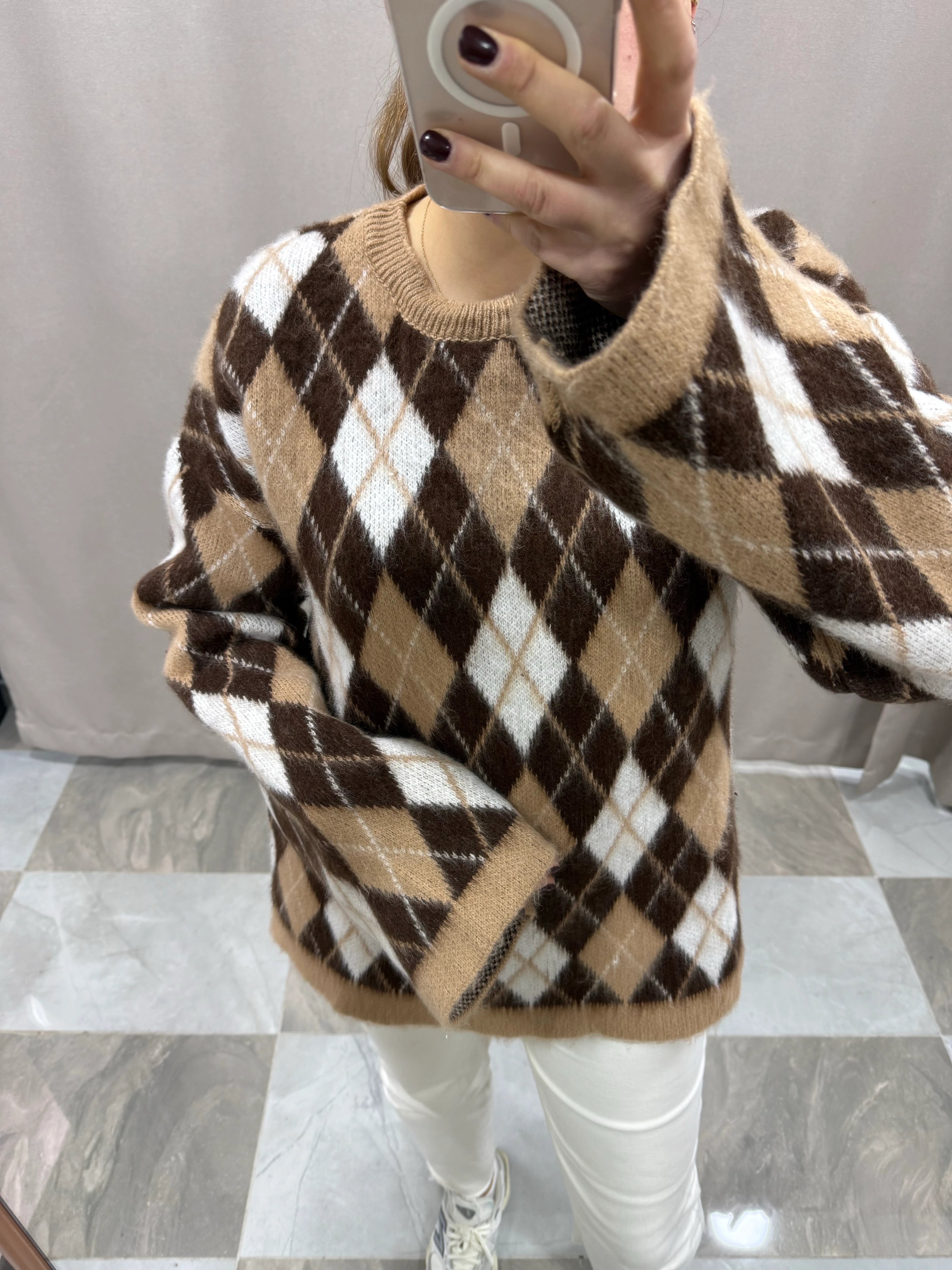 BAKLAVA DESEN OVERSIZE KAZAK