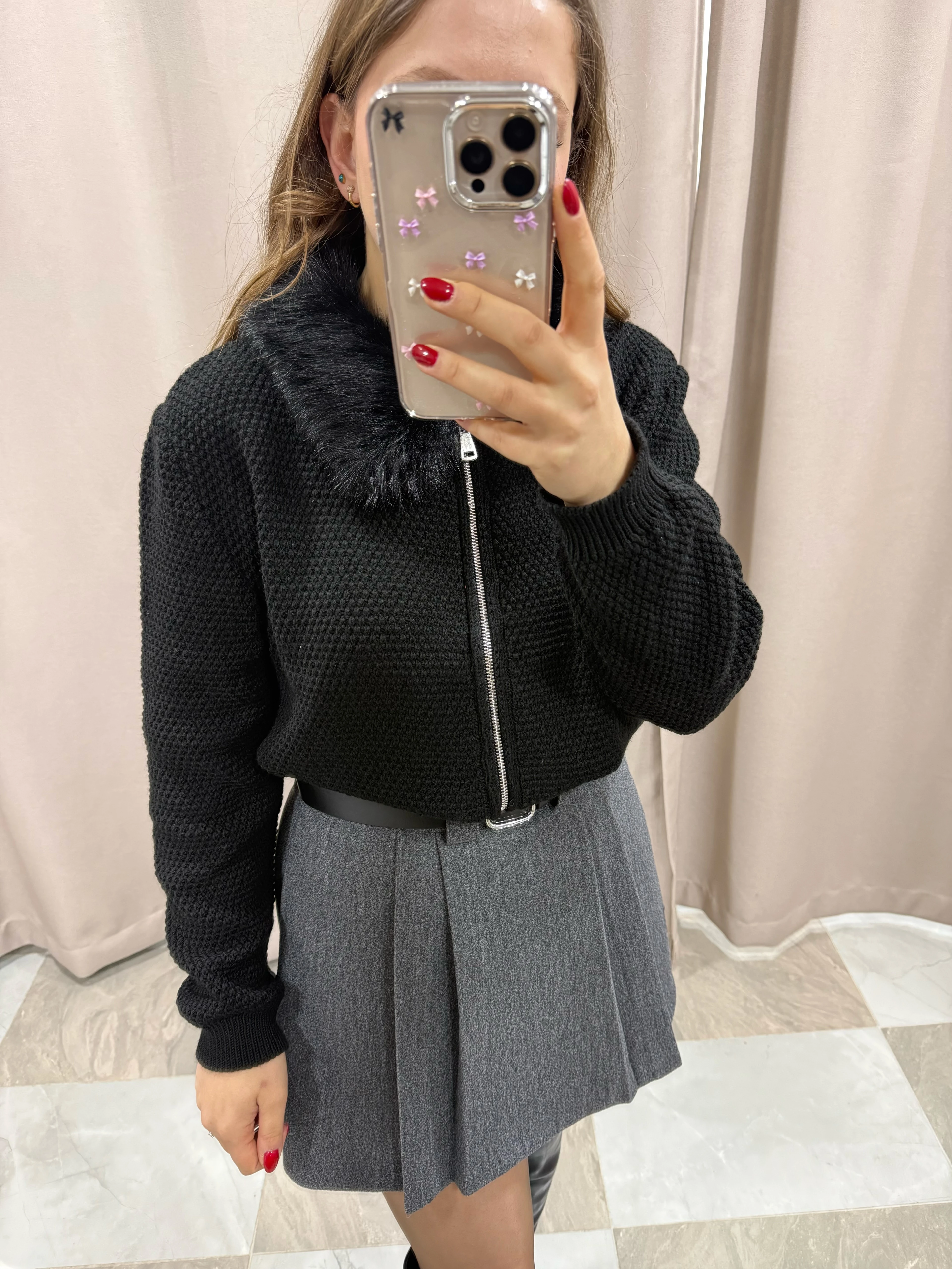 KAŞE ŞORT ETEK - ANTRASİT 